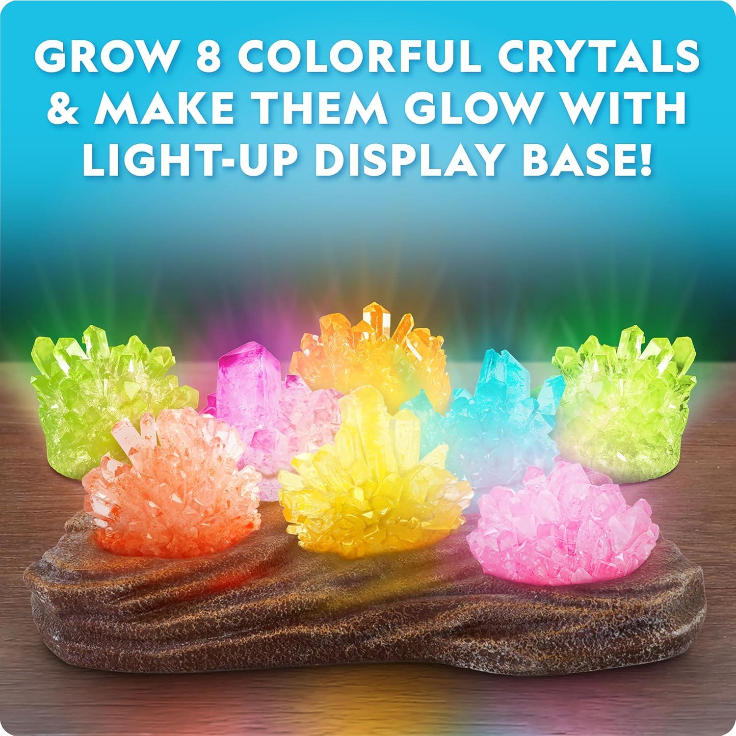 National Geographic Mega Crystal Growing Kit for Kids- Grow 6 Crystals with Light-Up Stand, Science Gifts for Kids 8-12, Crystal Making Experiment, Science Kit for Girls and Boys (Amazon Exclusive)(8 Crystal Lab)