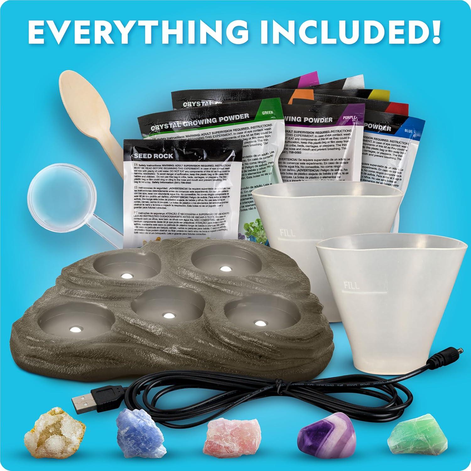 National Geographic Mega Crystal Growing Kit for Kids- Grow 6 Crystals with Light-Up Stand, Science Gifts for Kids 8-12, Crystal Making Experiment, Science Kit for Girls and Boys (Amazon Exclusive)(8 Crystal Lab)