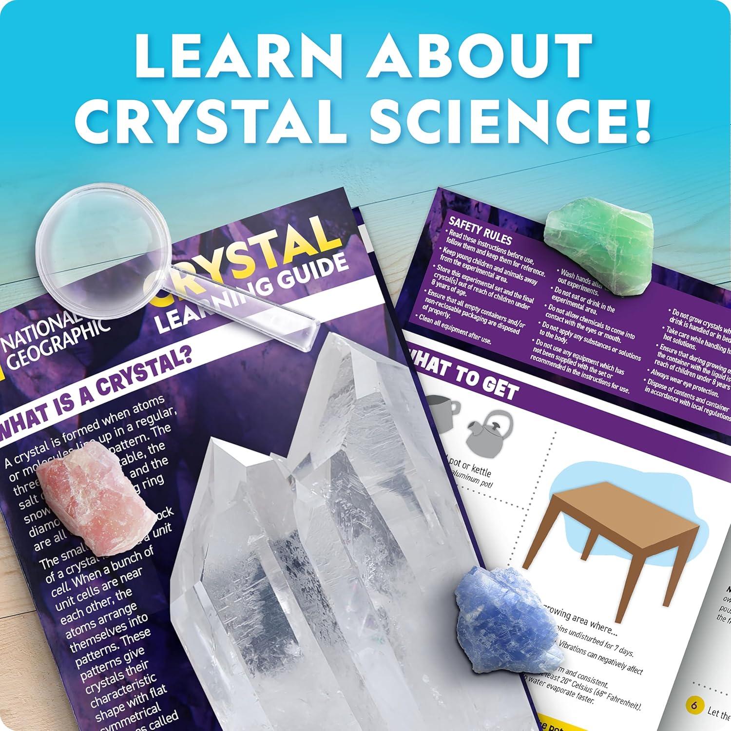National Geographic Mega Crystal Growing Kit for Kids- Grow 6 Crystals with Light-Up Stand, Science Gifts for Kids 8-12, Crystal Making Experiment, Science Kit for Girls and Boys (Amazon Exclusive)(8 Crystal Lab)