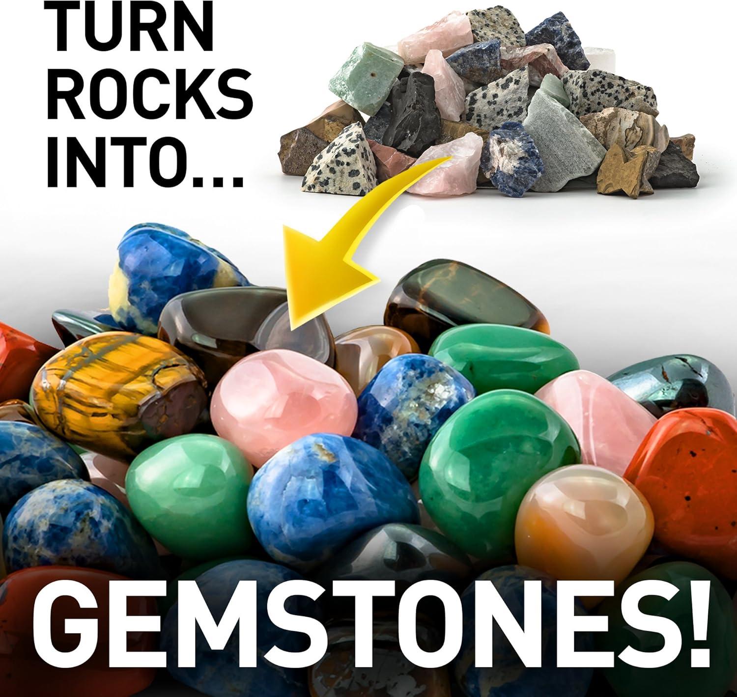National Geographic Hobby Rock Tumbler Kit – Durable Leak-Proof Rock Polisher with 7-Day Timer, Complete Rock Tumbling Kit with Grit, Jewelry Settings & GemFoam Polish, Educational STEM Science Kit(Hobby Kit with 2 lbs. Rocks)
