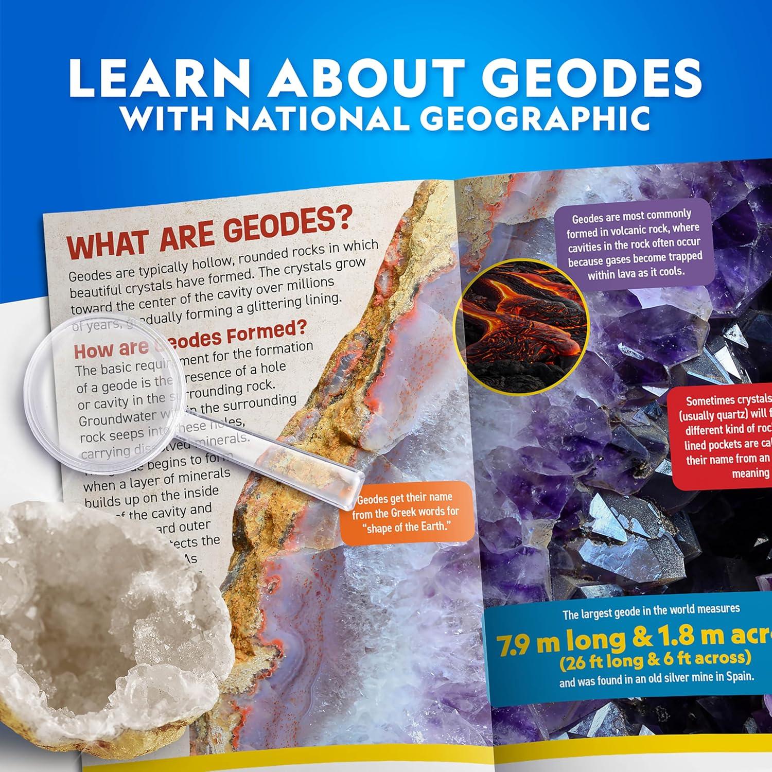 National Geographic Break Open 15 Premium Geodes Science Kit – Includes Goggles & 3 Display Stands – Great STEM Science Kit, Geology Gift for Kids, Break Your Own Geodes with Crystals