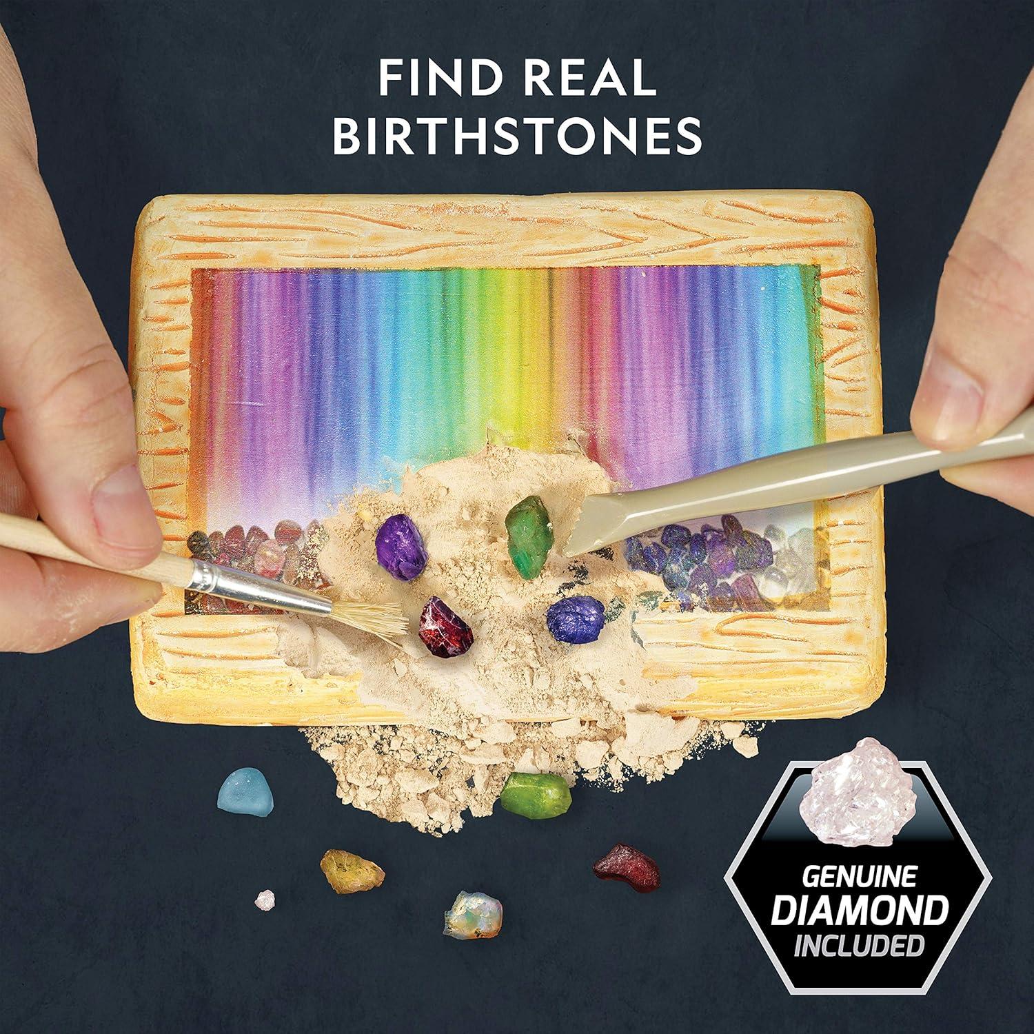 National Geographic Gigantic Gemstone Dig Kit – Excavate 100 Real Gems from a Giant Dig Brick, Gem Mining Kit for Kids, STEM Rock Collection Activity, Includes Tools & Learning Guide(12 Genuine Birthstones)
