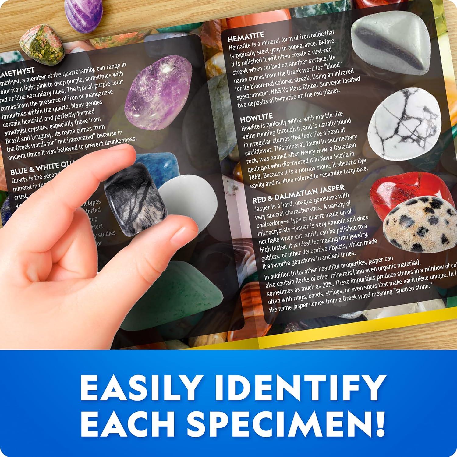 National Geographic Gigantic Gemstone Dig Kit – Excavate 100 Real Gems from a Giant Dig Brick, Gem Mining Kit for Kids, STEM Rock Collection Activity, Includes Tools & Learning Guide(100 Stunning Gems)