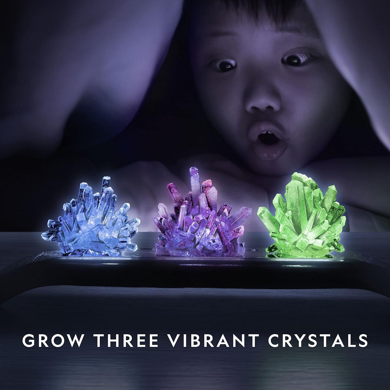 National Geographic Crystal Growing Kit – 3 Vibrant Colored Crystals to Grow with Light-Up Display Stand, Science Toy for Girls and Boys Ages 8-12, Includes 3 Gems, Cool STEM Gift (Amazon Exclusive)(3 Vibrant Colored Crystals)