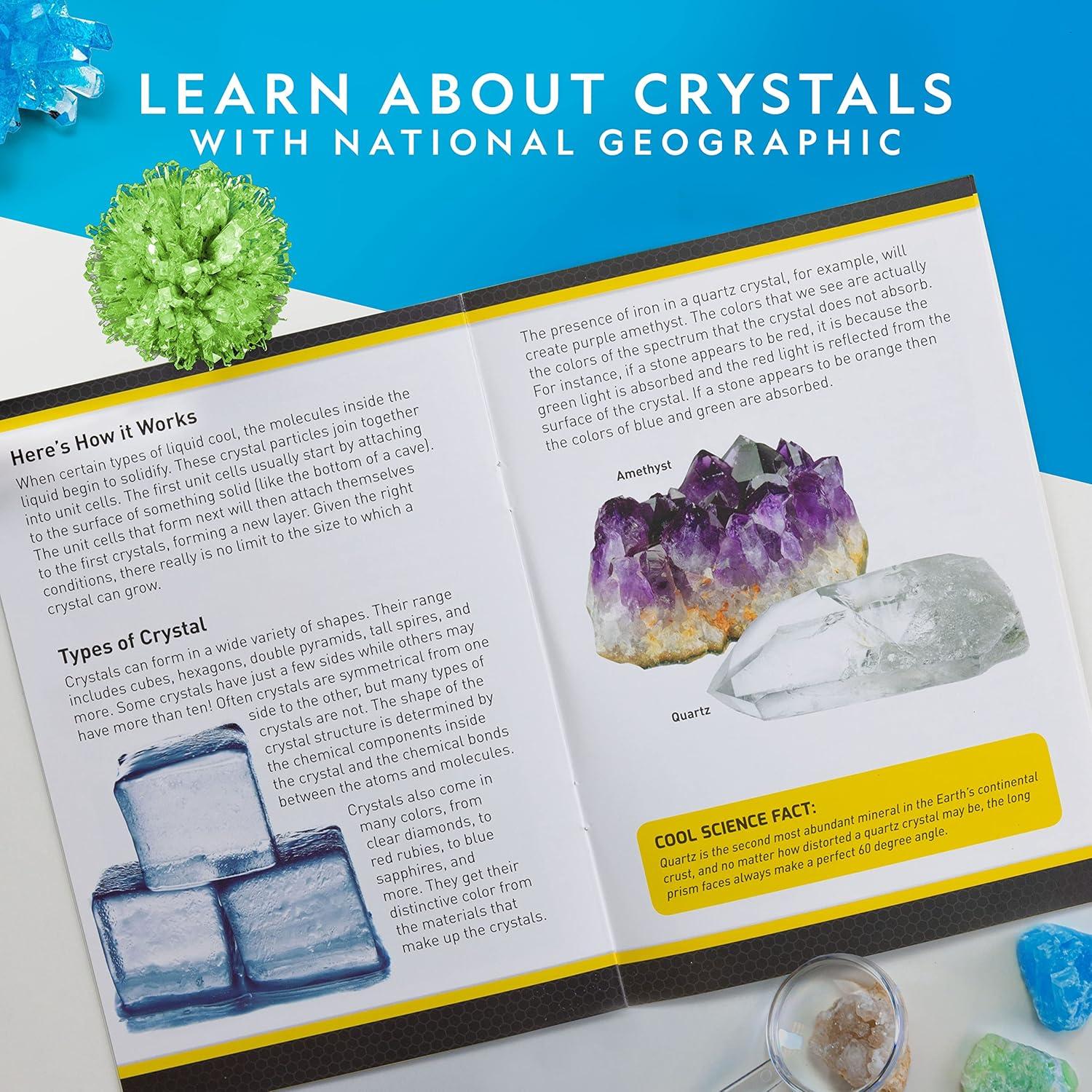 National Geographic Crystal Growing Kit – 3 Vibrant Colored Crystals to Grow with Light-Up Display Stand, Science Toy for Girls and Boys Ages 8-12, Includes 3 Gems, Cool STEM Gift (Amazon Exclusive)(3 Vibrant Colored Crystals)