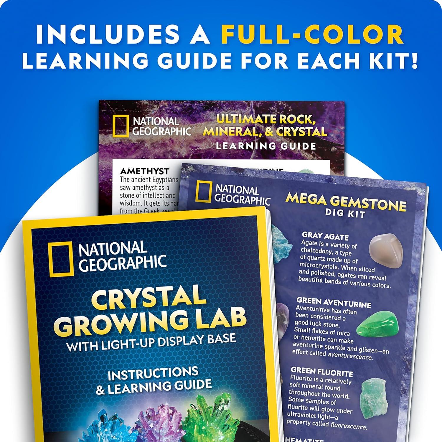 National Geographic Geology Bundle – Including Rock Collection Box for Kids, Crystal Growing Kit, and Gemstone Dig Kit, Real Gemstones and Crystals, Science Kit for Boys and Girls (Amazon Exclusive)(Geology Bundle)