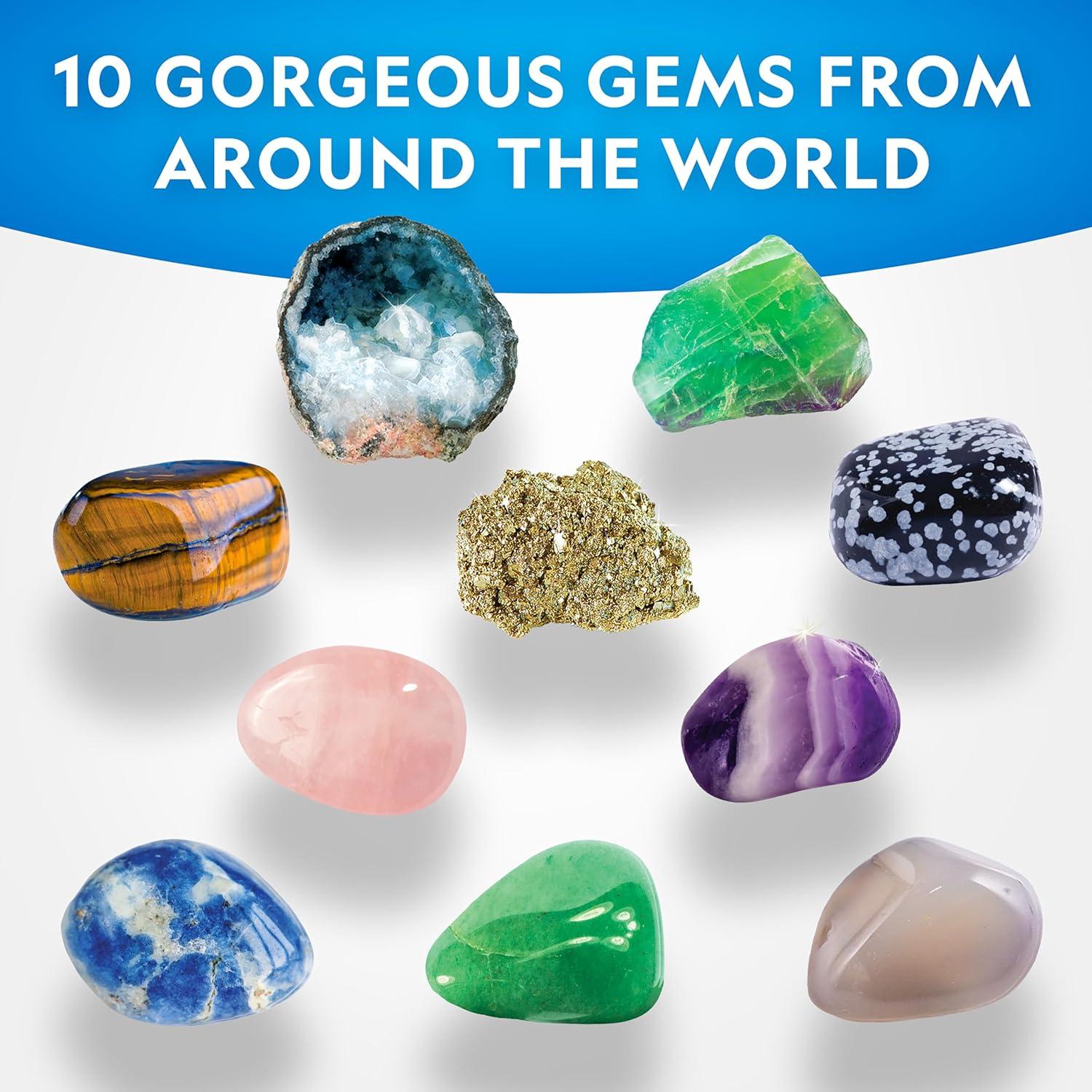 National Geographic Gemstone Dig Kit – Dig Up 10 Real Gemstones and Crystals, Science Kit for Kids, Gem Digging Kit, Gift for Girls and Boys, Mining Kit, Rock Collection(10-gem Brick)