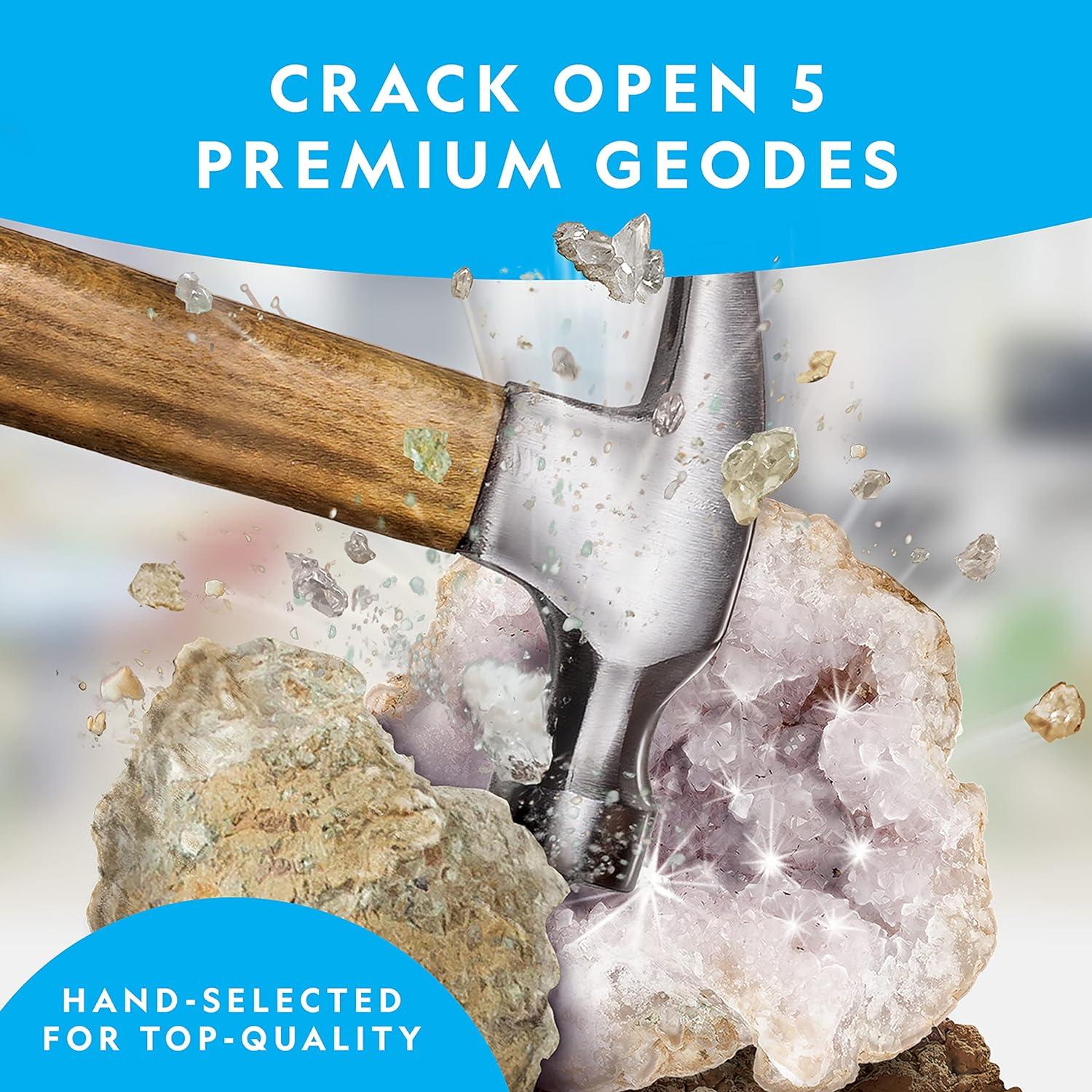 National Geographic Break Open 5 Jumbo Geodes – Earth Science Kit with 5 Premium, Extra-Large Geodes with Crystals, Goggles & Display Stands, Science Gifts, Fun Stuff for Kids (Amazon Exclusive)(5 Jumbo Geodes Kit)