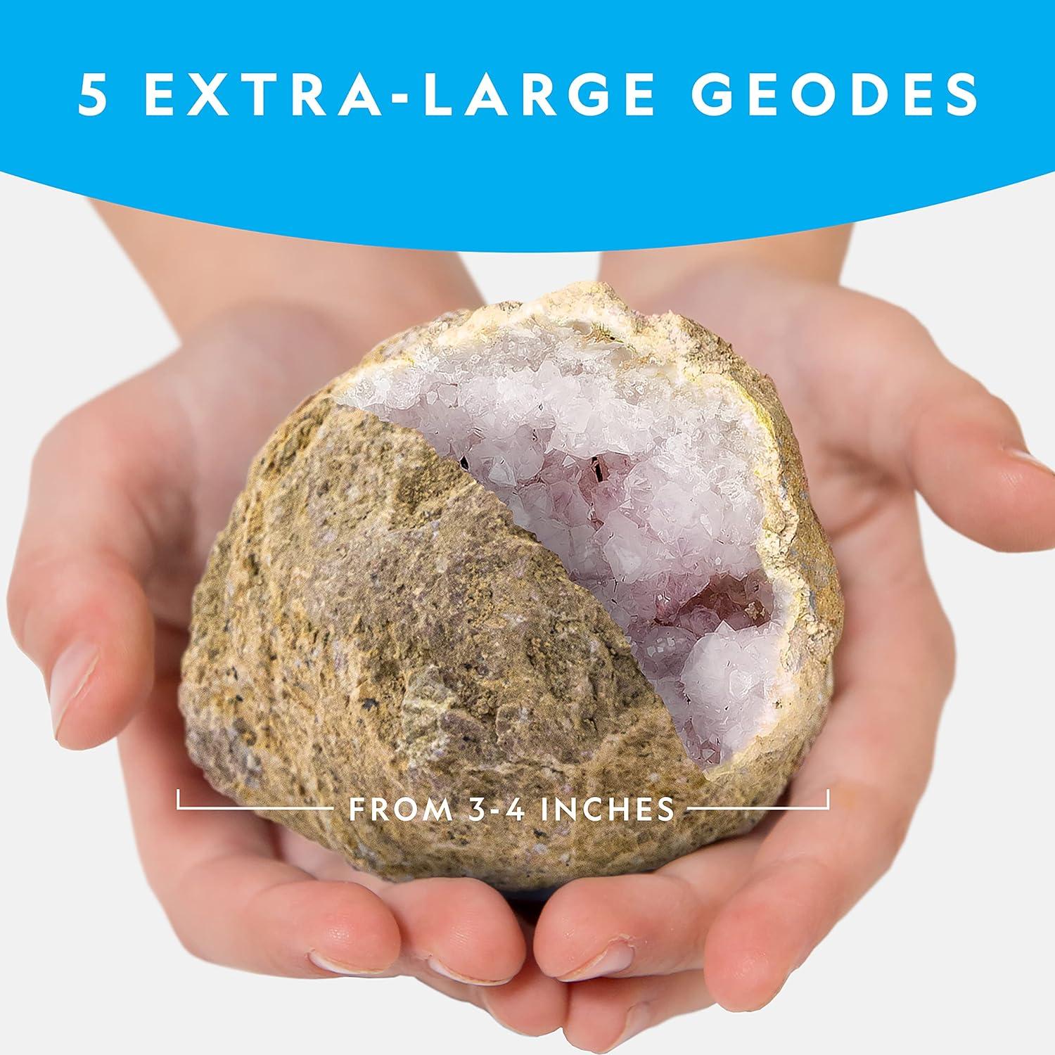 National Geographic Break Open 5 Jumbo Geodes – Earth Science Kit with 5 Premium, Extra-Large Geodes with Crystals, Goggles & Display Stands, Science Gifts, Fun Stuff for Kids (Amazon Exclusive)(5 Jumbo Geodes Kit)
