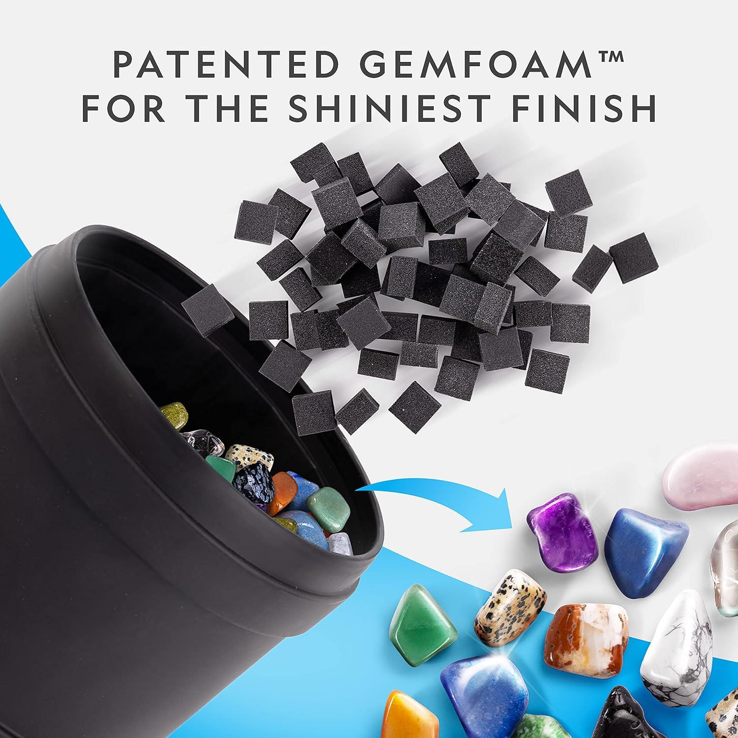 NATIONAL GEOGRAPHIC Professional Rock Tumbler Kit – Complete Rock Tumbler for Adults & Kids with Durable 2 Lb. Barrel, Rocks, Grit, and Patented GemFoam Finishing Foam Polish, Rock Polisher(Pro Kit with GemFoam)