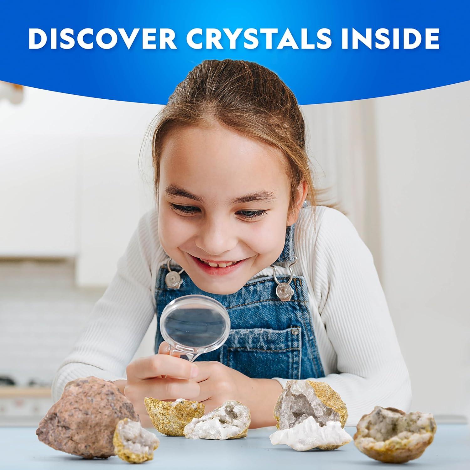 National Geographic Break Open 5 Jumbo Geodes – Earth Science Kit with 5 Premium, Extra-Large Geodes with Crystals, Goggles & Display Stands, Science Gifts, Fun Stuff for Kids (Amazon Exclusive)(4 Geodes Kit)