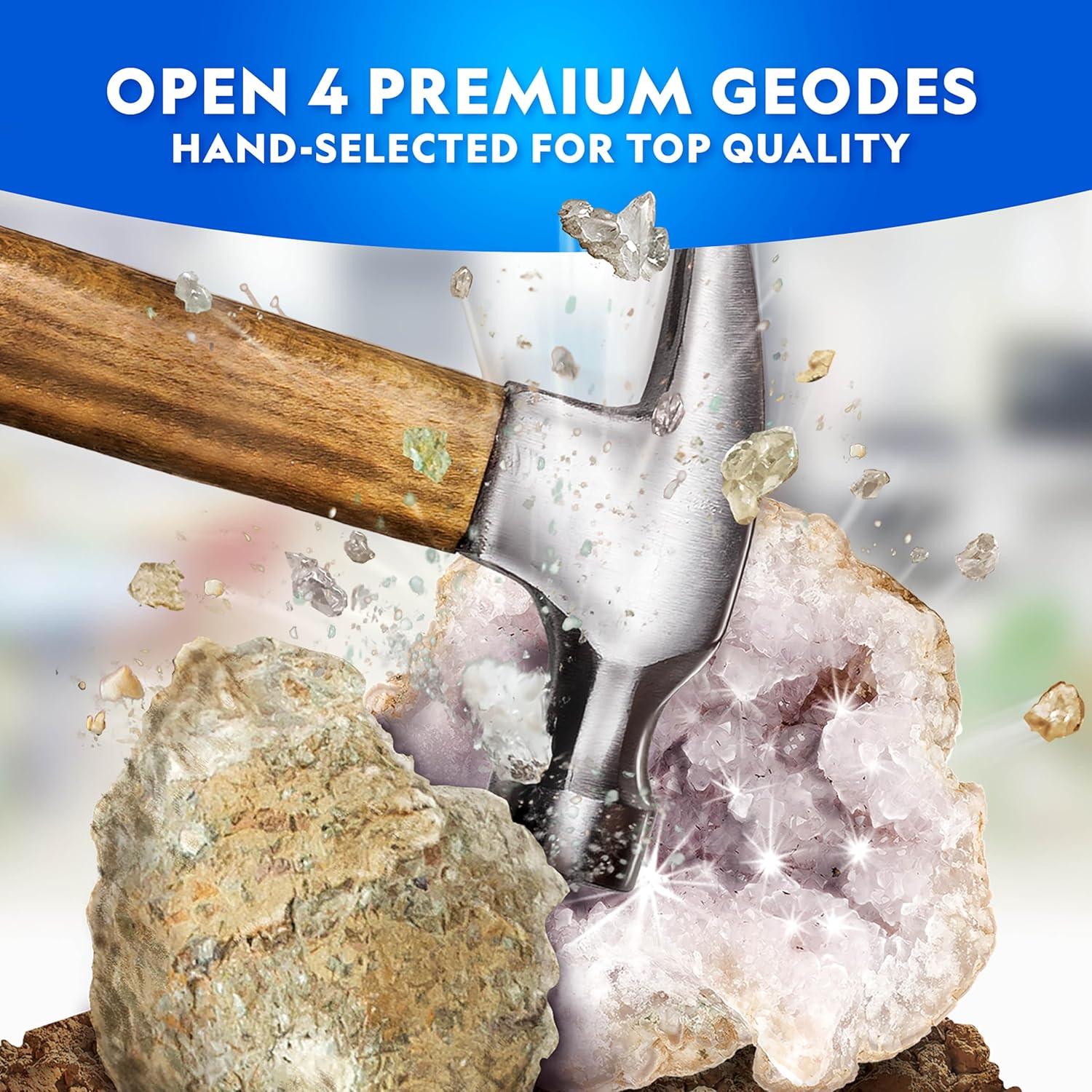 National Geographic Break Open 5 Jumbo Geodes – Earth Science Kit with 5 Premium, Extra-Large Geodes with Crystals, Goggles & Display Stands, Science Gifts, Fun Stuff for Kids (Amazon Exclusive)(4 Geodes Kit)