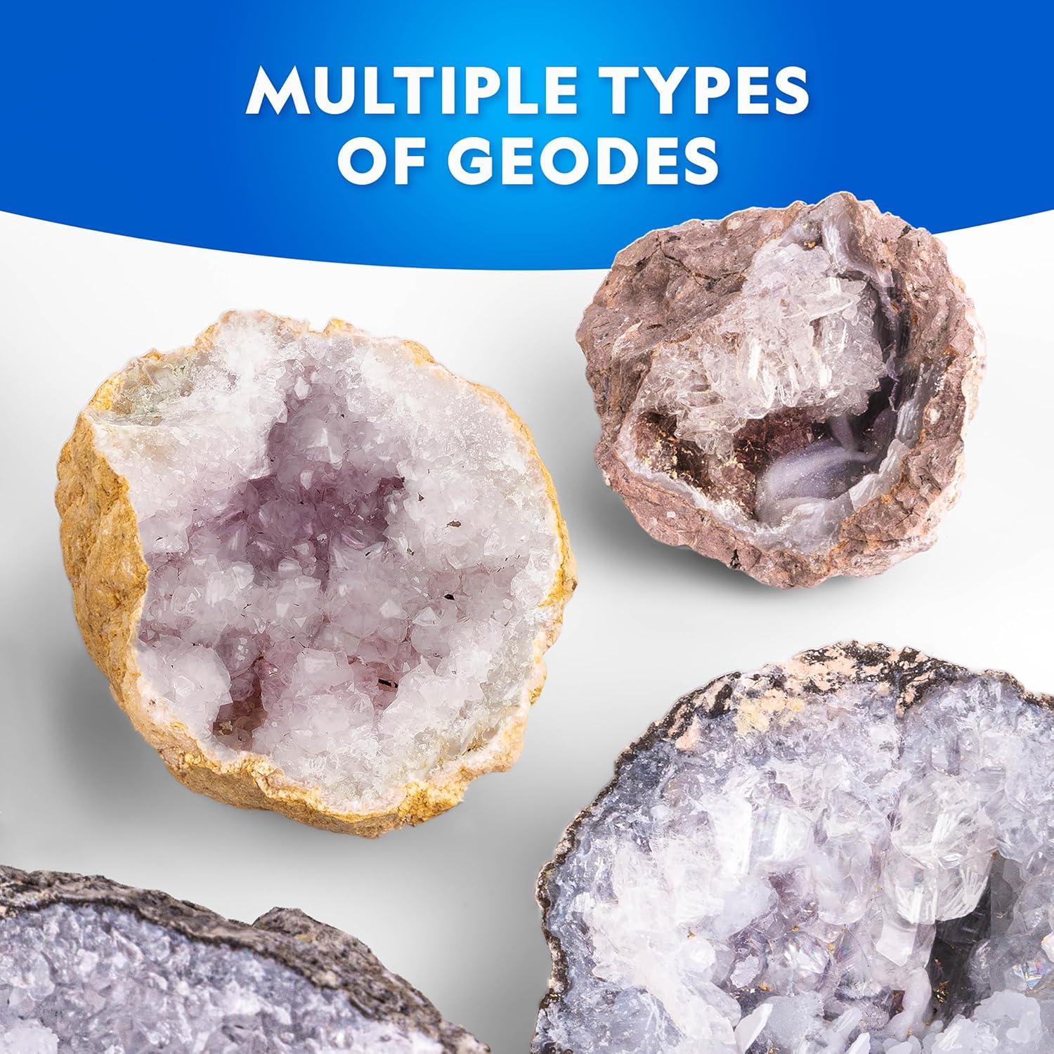 National Geographic Break Open 5 Jumbo Geodes – Earth Science Kit with 5 Premium, Extra-Large Geodes with Crystals, Goggles & Display Stands, Science Gifts, Fun Stuff for Kids (Amazon Exclusive)(4 Geodes Kit)