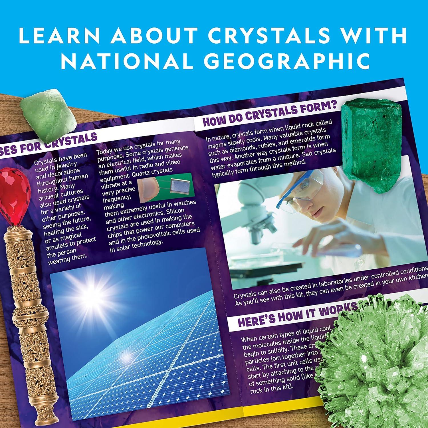 National Geographic Crystal Growing Kit – 3 Vibrant Colored Crystals to Grow with Light-Up Display Stand, Science Toy for Girls and Boys Ages 8-12, Includes 3 Gems, Cool STEM Gift (Amazon Exclusive)(1 Giant Glowing Crystal)