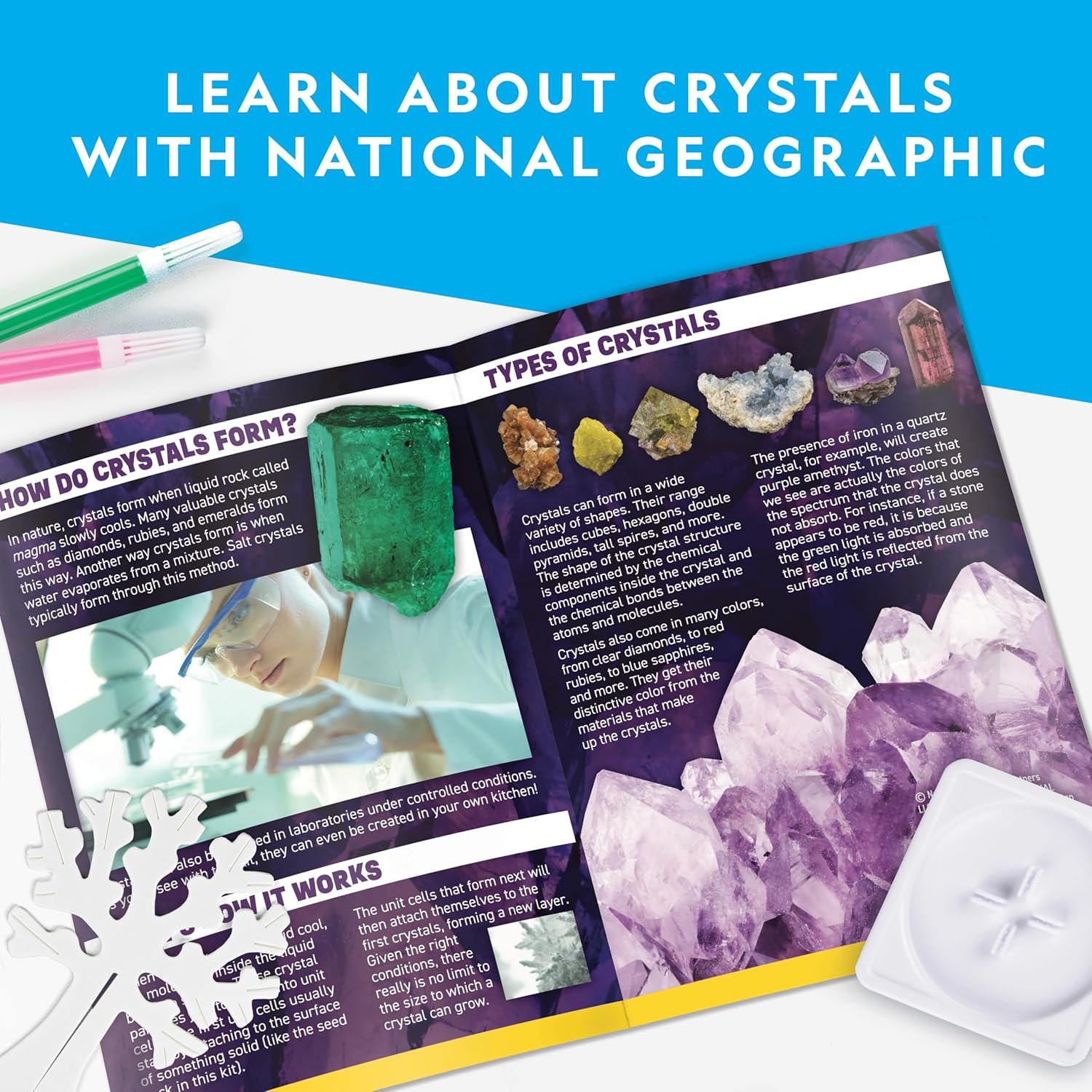 National Geographic Craft Kits for Kids – Crystal Growing Kit – Grow a Crystal Garden in Just 6 Hours, Educational Craft Includes Art Project, Geode, STEM Arts and Crafts for Girls (Amazon Exclusive)