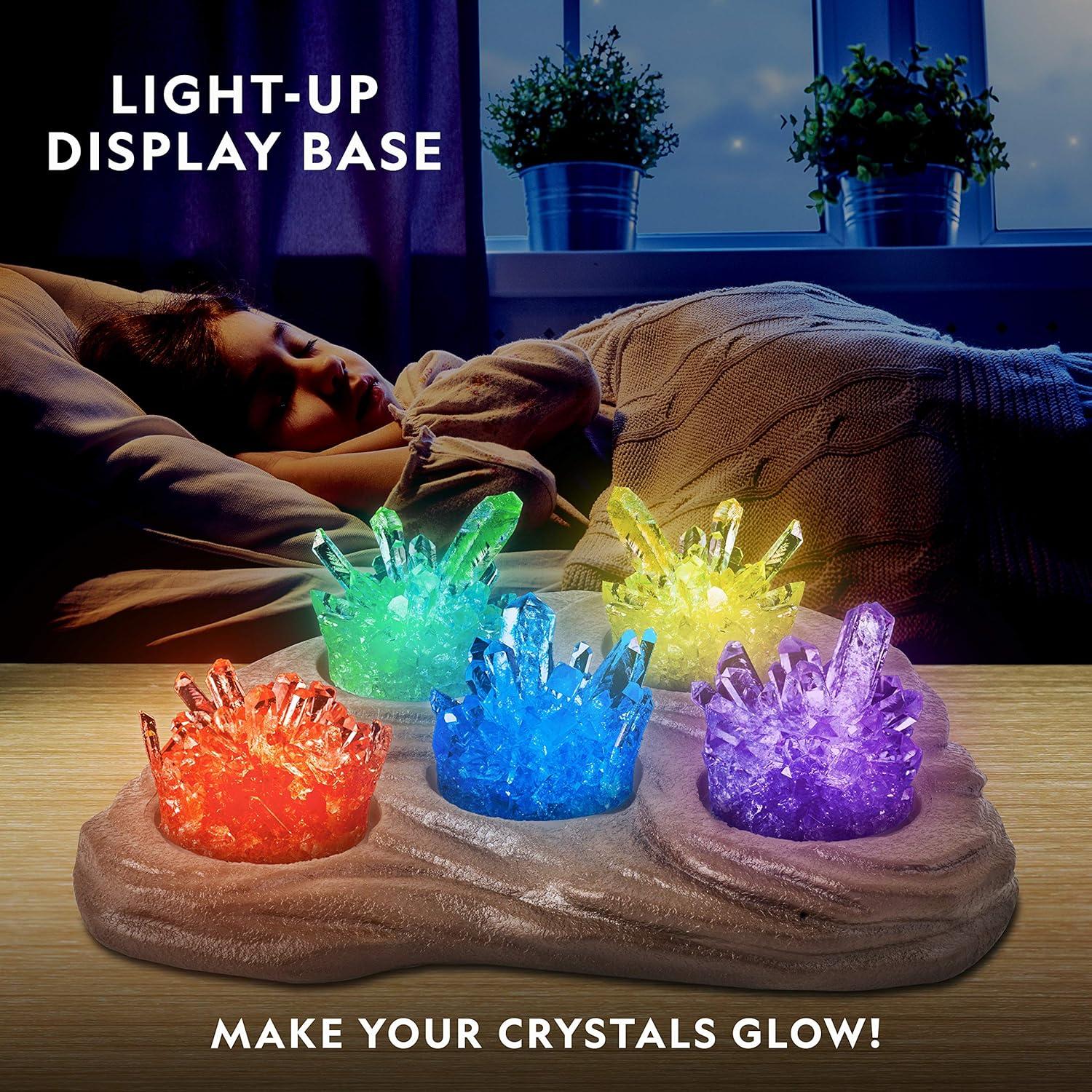 National Geographic Mega Crystal Growing Kit for Kids- Grow 6 Crystals with Light-Up Stand, Science Gifts for Kids 8-12, Crystal Making Experiment, Science Kit for Girls and Boys (Amazon Exclusive)(6 Crystal Lab)
