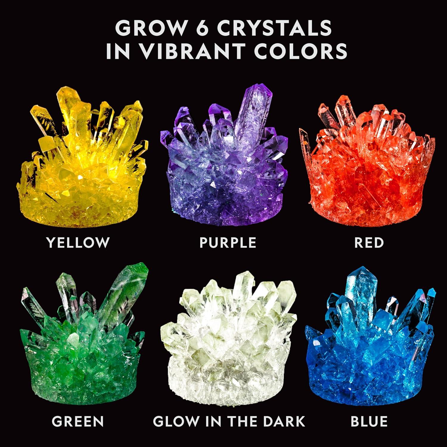National Geographic Mega Crystal Growing Kit for Kids- Grow 6 Crystals with Light-Up Stand, Science Gifts for Kids 8-12, Crystal Making Experiment, Science Kit for Girls and Boys (Amazon Exclusive)(6 Crystal Lab)