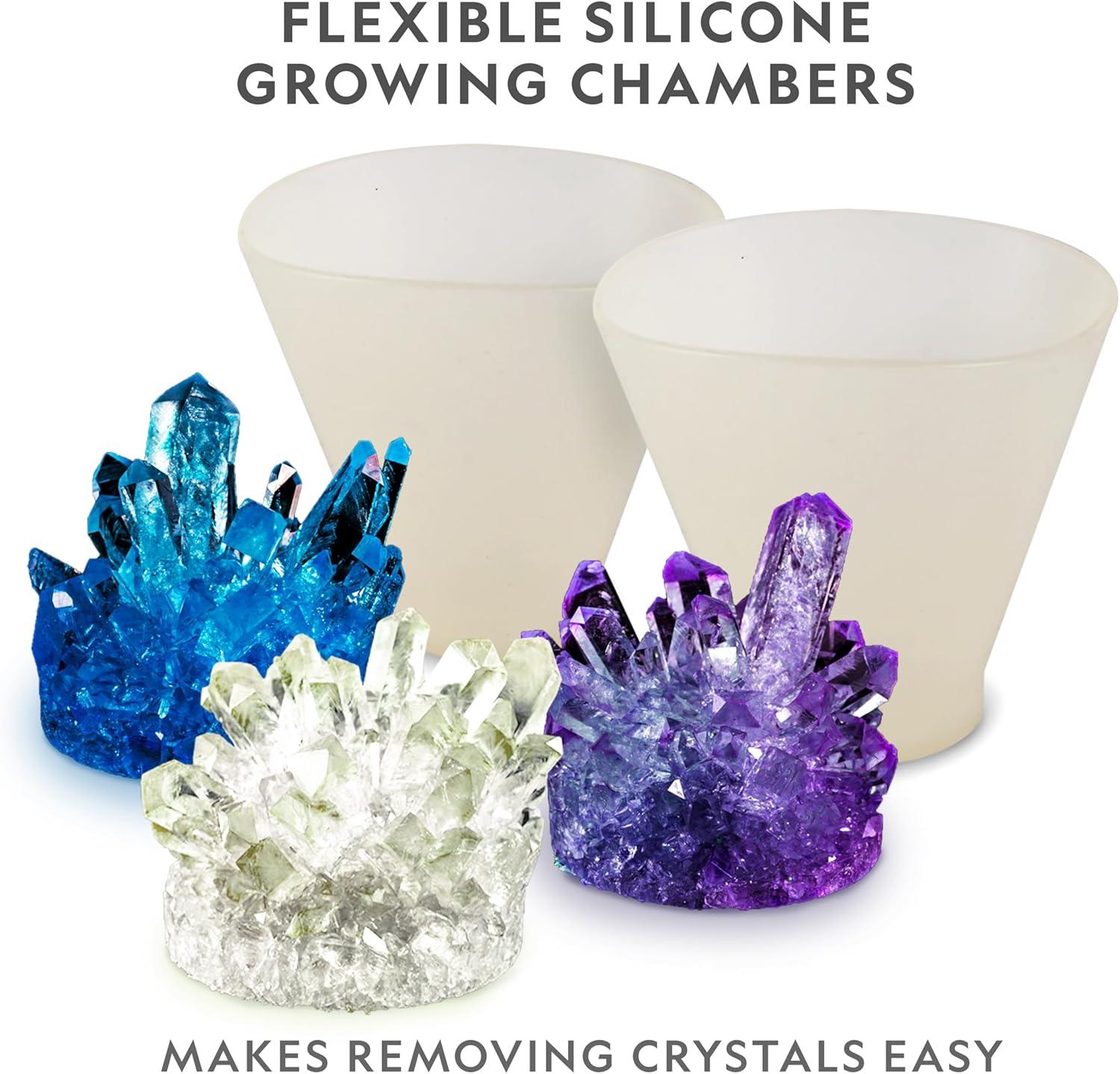 National Geographic Mega Crystal Growing Kit for Kids- Grow 6 Crystals with Light-Up Stand, Science Gifts for Kids 8-12, Crystal Making Experiment, Science Kit for Girls and Boys (Amazon Exclusive)(6 Crystal Lab)