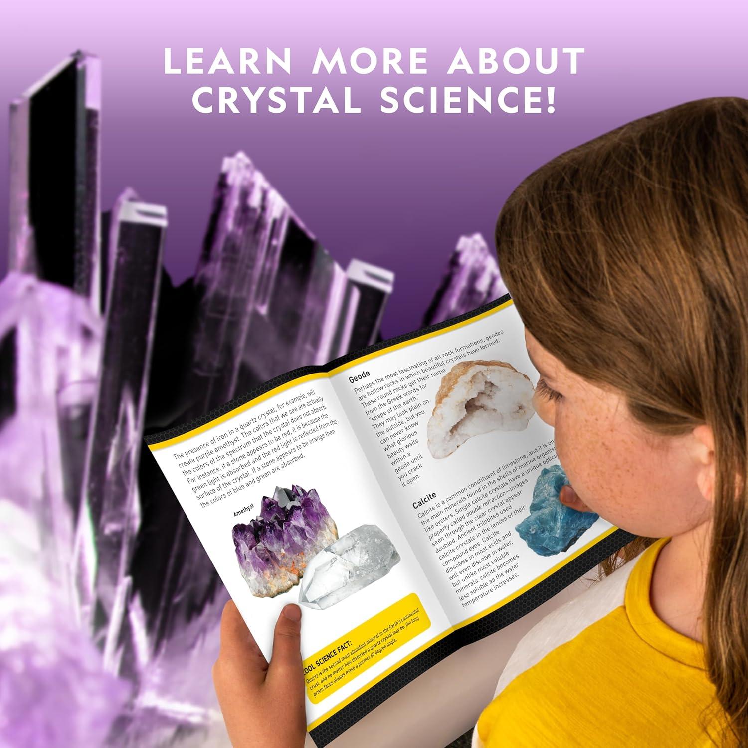 National Geographic Mega Crystal Growing Kit for Kids- Grow 6 Crystals with Light-Up Stand, Science Gifts for Kids 8-12, Crystal Making Experiment, Science Kit for Girls and Boys (Amazon Exclusive)(6 Crystal Lab)