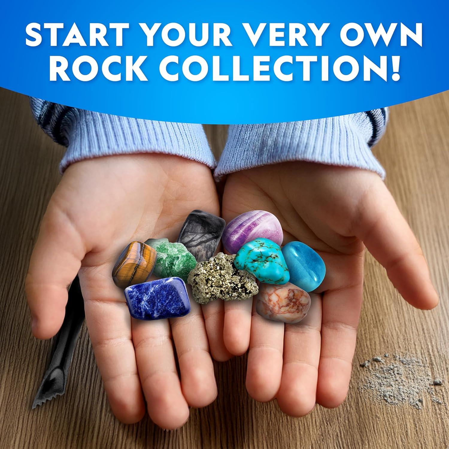 National Geographic Gemstone Dig Kit – Dig Up 10 Real Gemstones and Crystals, Science Kit for Kids, Gem Digging Kit, Gift for Girls and Boys, Mining Kit, Rock Collection(50-gem Brick)