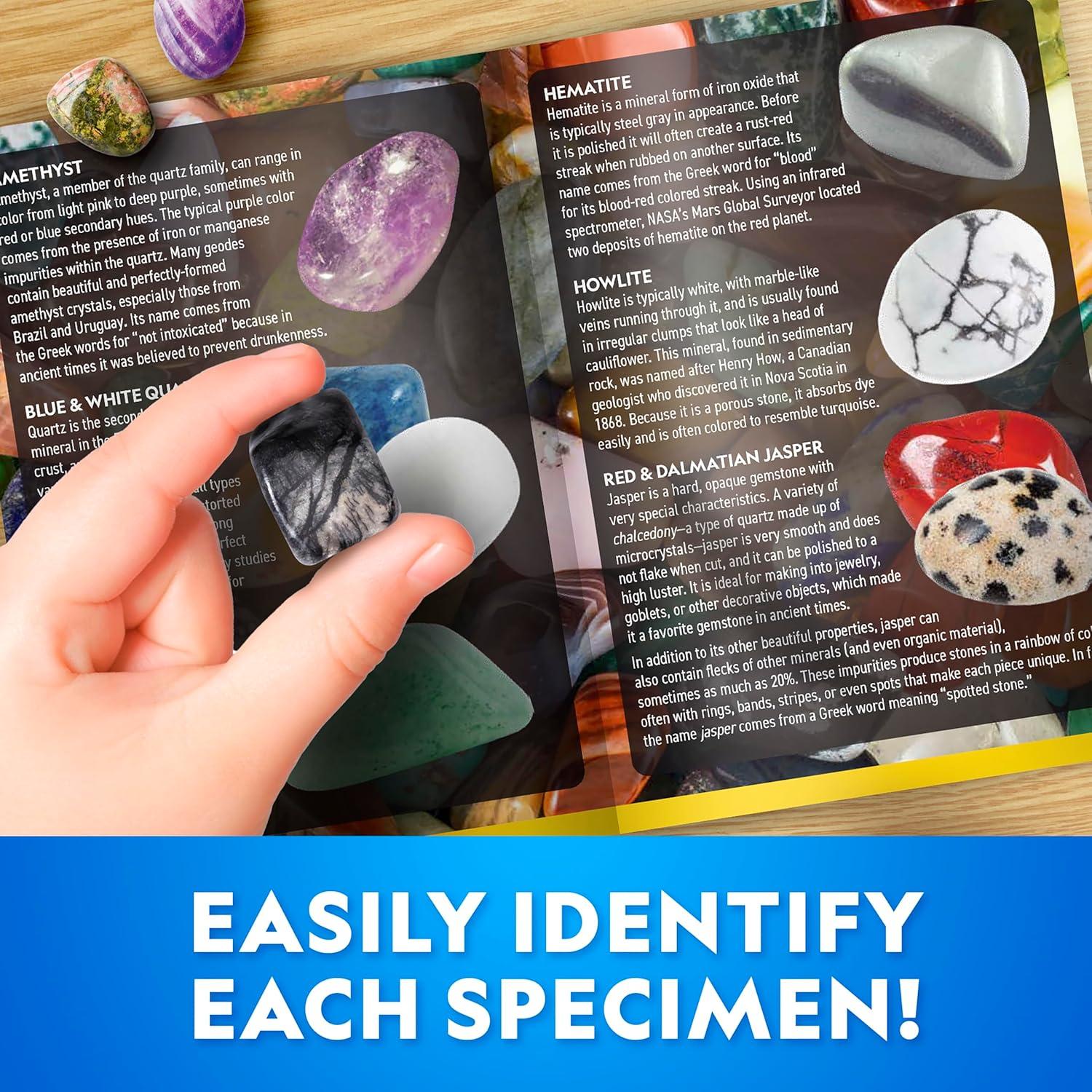 National Geographic Gemstone Dig Kit – Dig Up 10 Real Gemstones and Crystals, Science Kit for Kids, Gem Digging Kit, Gift for Girls and Boys, Mining Kit, Rock Collection(50-gem Brick)