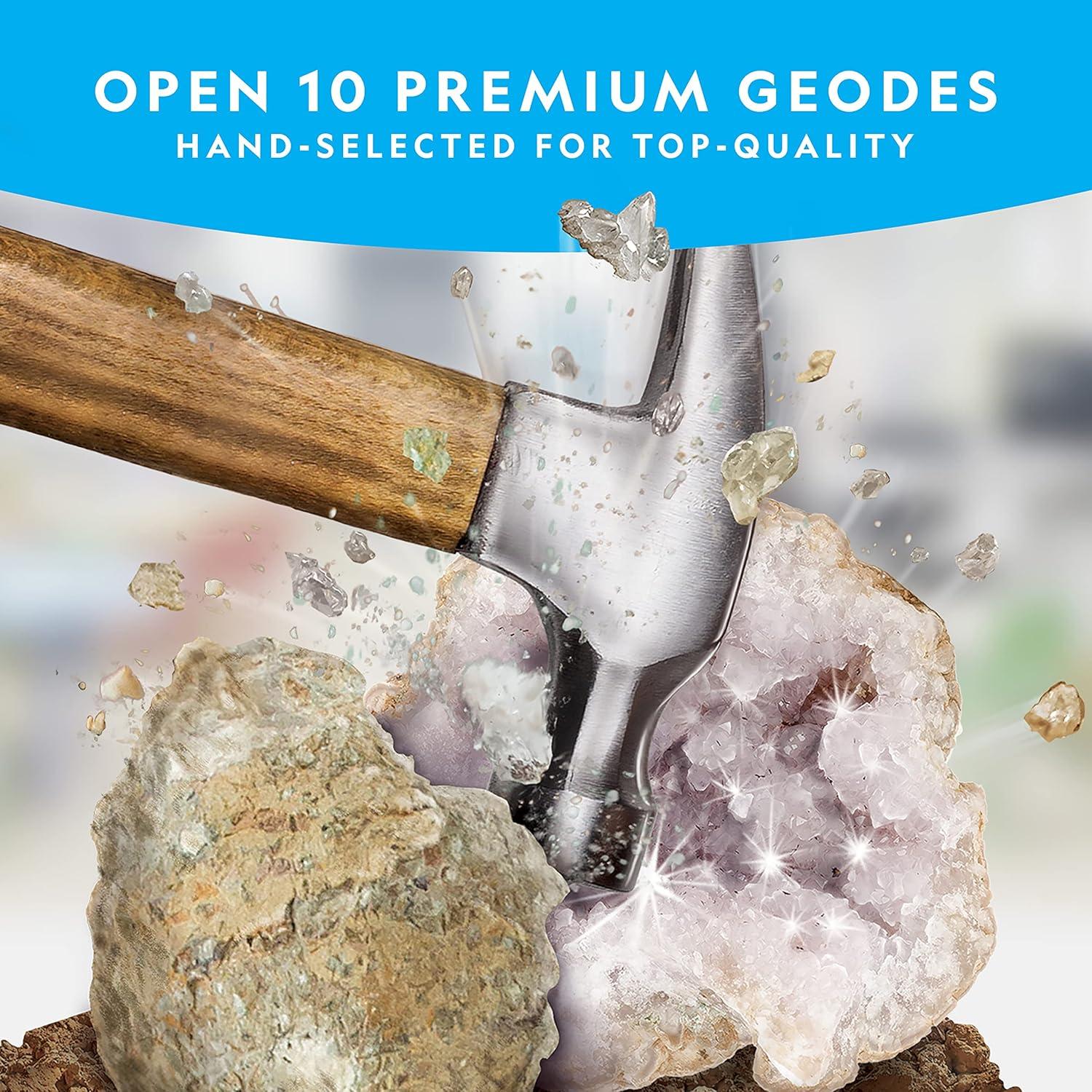 National Geographic Gigantic Geode Kit – Break Open a Huge Geode with Crystals Inside, Earth Science Kit for Kids, Fun Geology Activity, Rock and Mineral Gift for Boys and Girls(10 Geodes Kit)