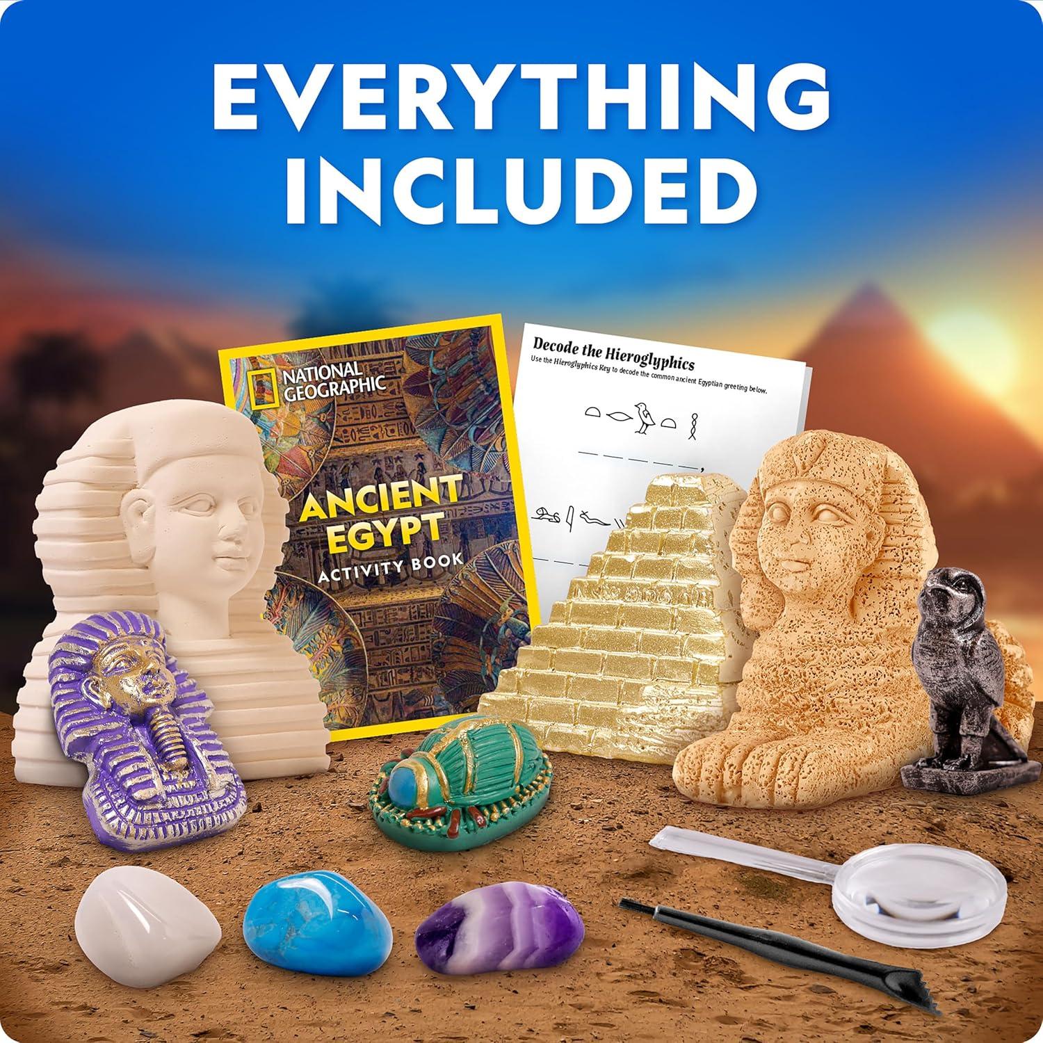 National Geographic Pirate Adventure Activity Kit – Dig for Treasure, Make a Pirate Hat & Map, Includes Spyglass, Compass, Replica Doubloon & Pyrite, STEM Toys, Telescope for Kids(Egypt Dig Kit)