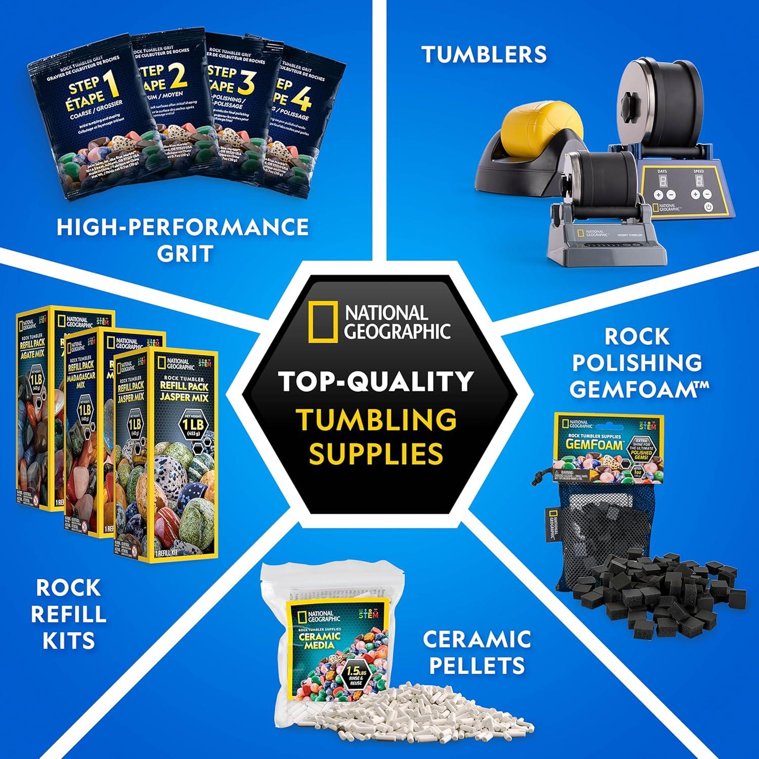 NATIONAL GEOGRAPHIC Ceramic Media for Rock Tumbling – 1.5 lb Ceramic Pellets, Tumbling Media for Rock Polisher, Use with Rock Tumbler Grit, Protects Rocks, Reusable, Rock Tumbling Supplies(Ceramic Filler)