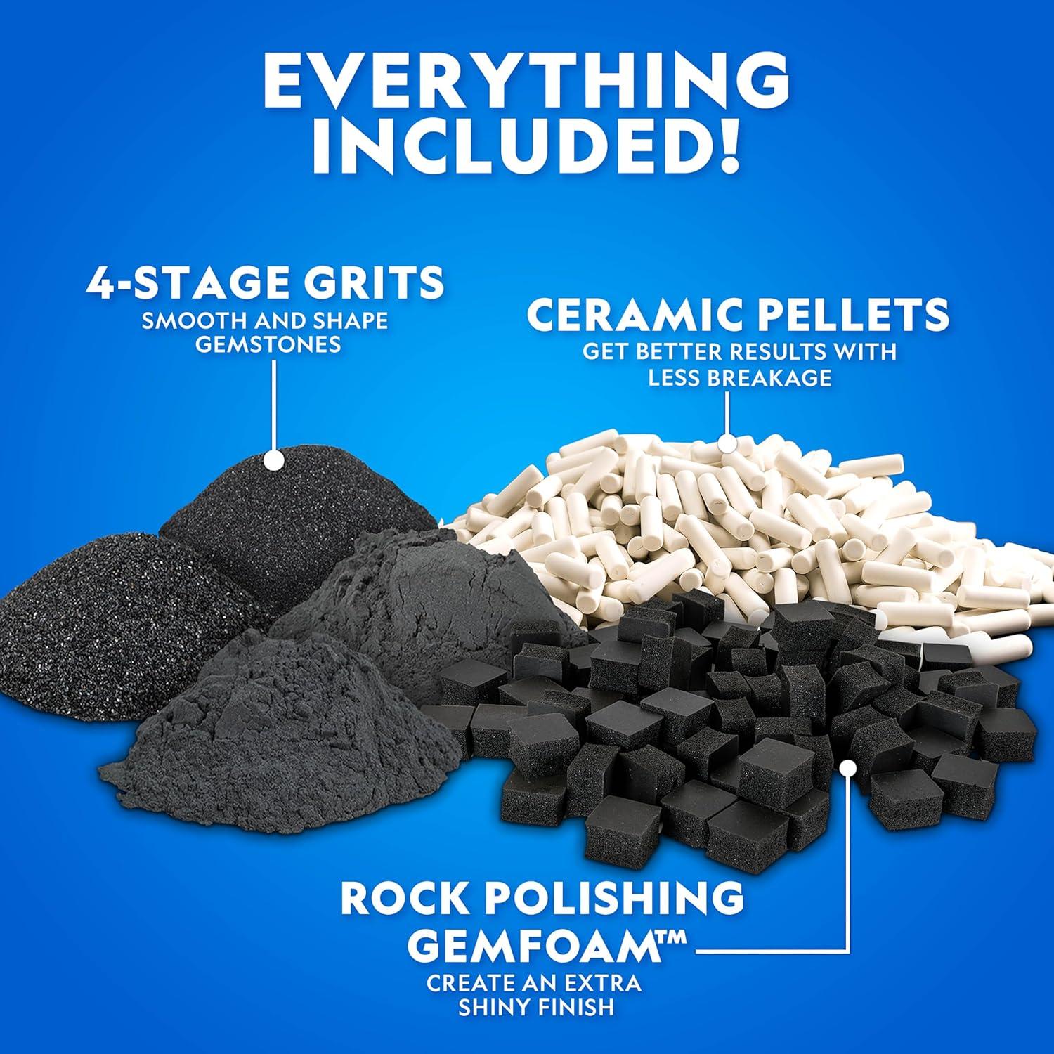 NATIONAL GEOGRAPHIC Ceramic Media for Rock Tumbling – 1.5 lb Ceramic Pellets, Tumbling Media for Rock Polisher, Use with Rock Tumbler Grit, Protects Rocks, Reusable, Rock Tumbling Supplies(Complete Starter Kit)