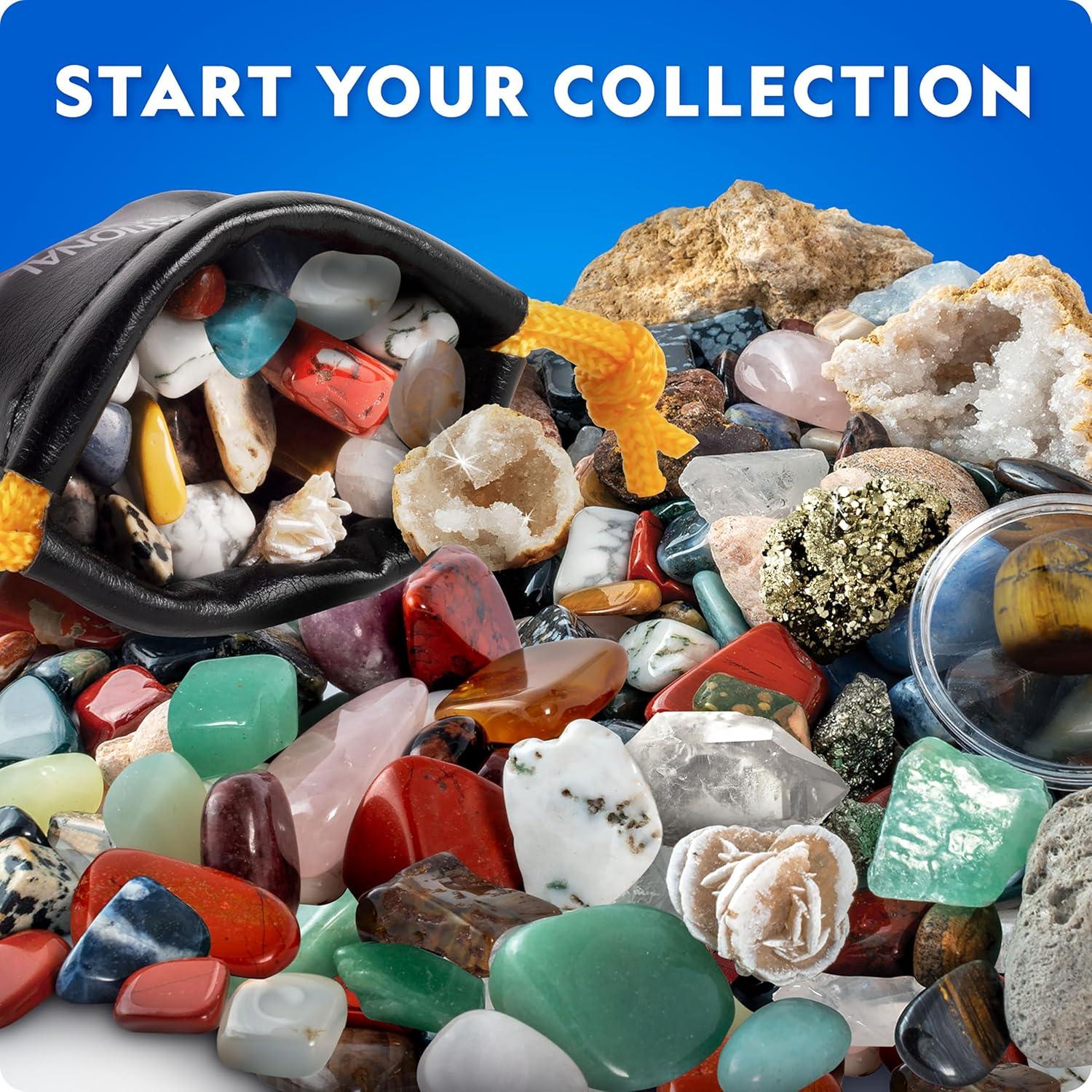 National Geographic Rock Collection Box for Kids – 300 Piece Rock Set with Real Gemstones, Crystals & Minerals – Includes Absolute Expert: Rocks & Minerals Full-Color Book (Amazon Exclusive)(300-Piece Kit with Book)