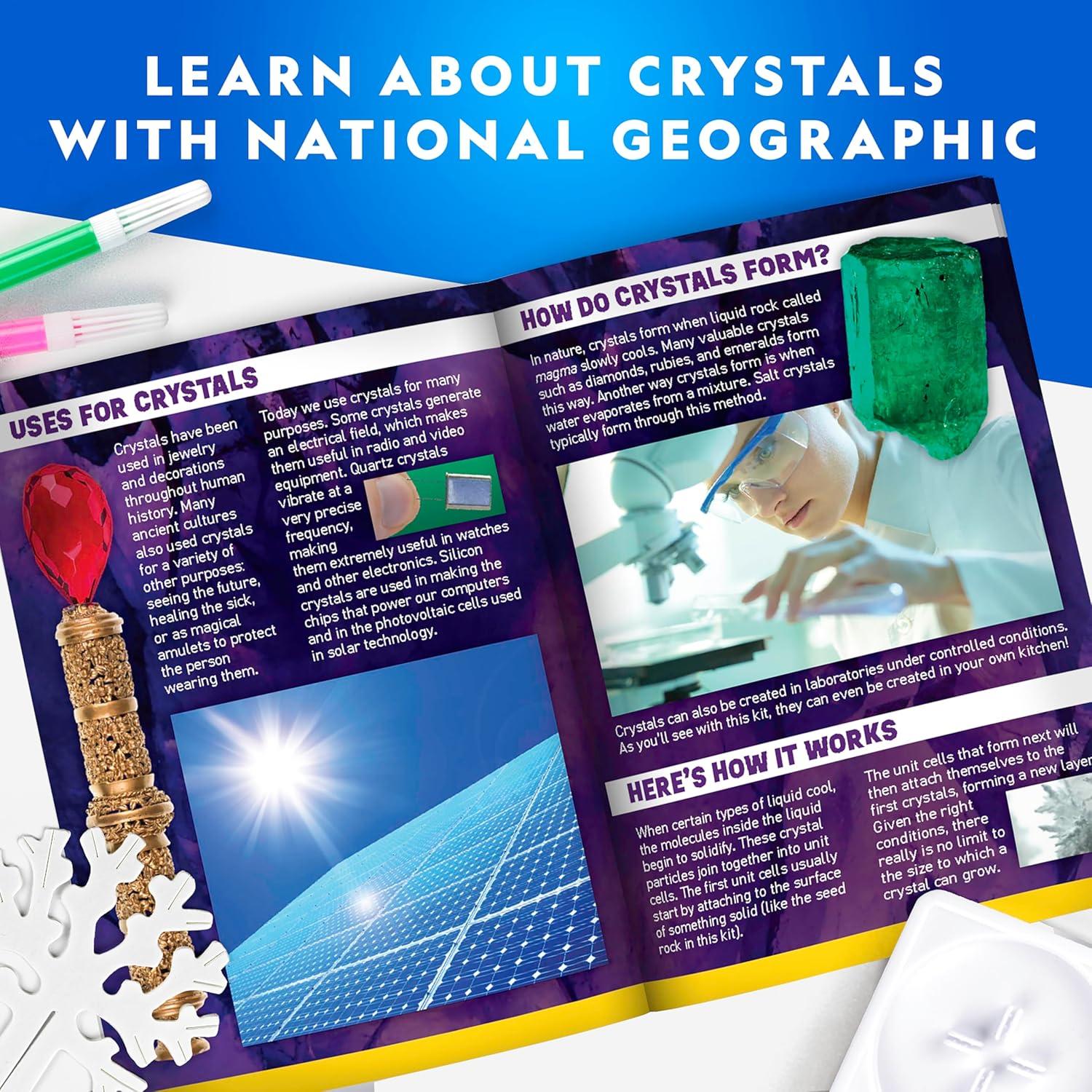 National Geographic Craft Kits for Kids – Crystal Growing Kit, Grow 6 Crystal Trees in Just 6 Hours, Educational Craft Kit with Art Supplies, Geode Specimen, STEM Arts & Crafts Kit (Amazon Exclusive)