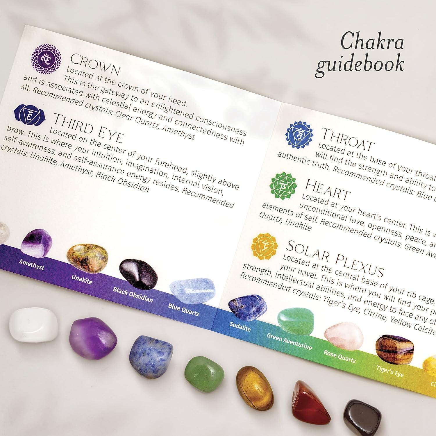 Elementao Chakra Crystals and Healing Stones – 25 Polished and Raw Gemstones and Storage Bag, Fluorite Wand and 2 Selenite Wands, Quartz Point and Engraved Wooden Box, Natural Crystal Set for