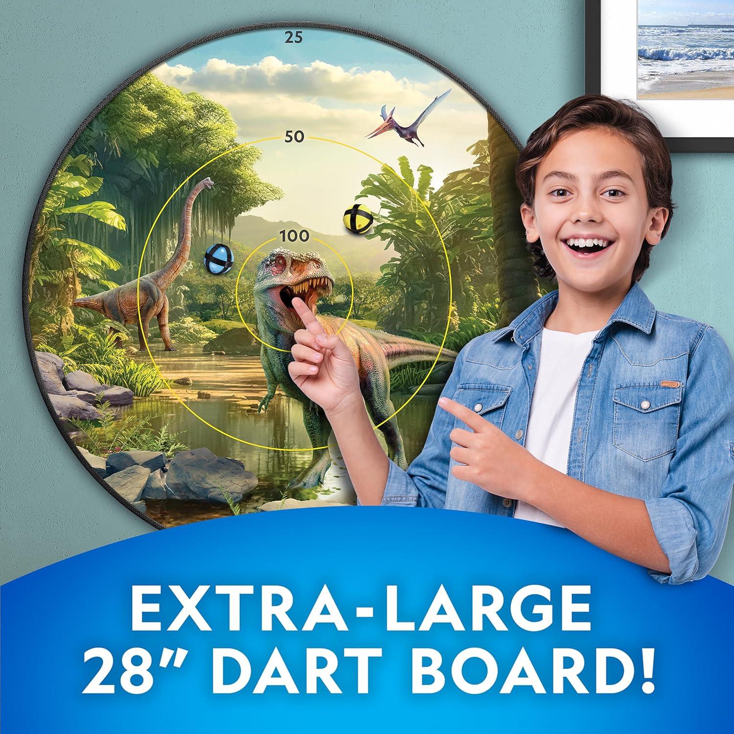 National Geographic Dart Board for Kids – Dart Ball Game Set with Lightweight 28″ Reversible Dartboard and Sticky Balls in 4 Colors, Indoor Games for Kids, Kids Darts Game(Glowing Dartboard Set)