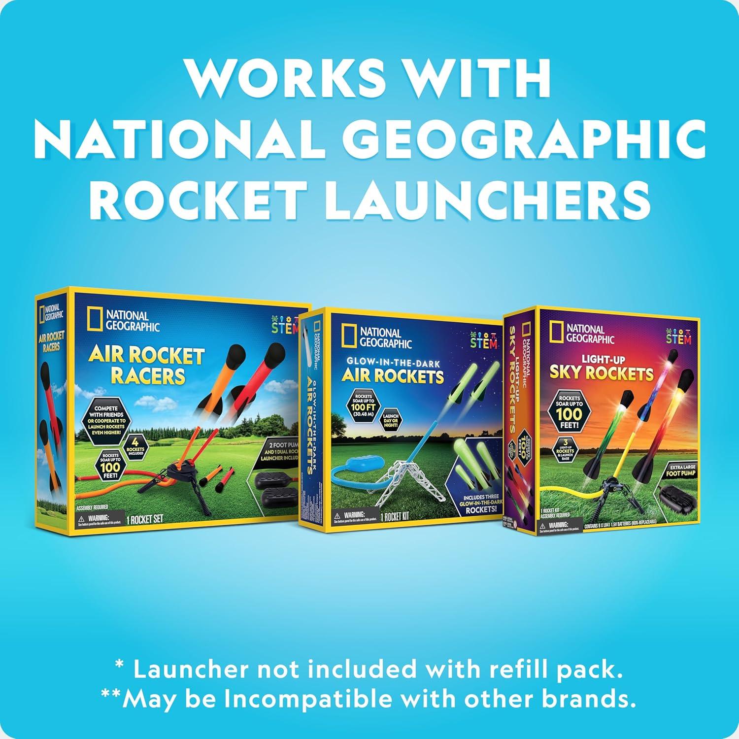 National Geographic Air Rocket Toy Refill – 5 LED Light-Up Air Rockets, Compatible with All Jump & Launch Air Powered Rocket Launchers(Air Rocket Refill)
