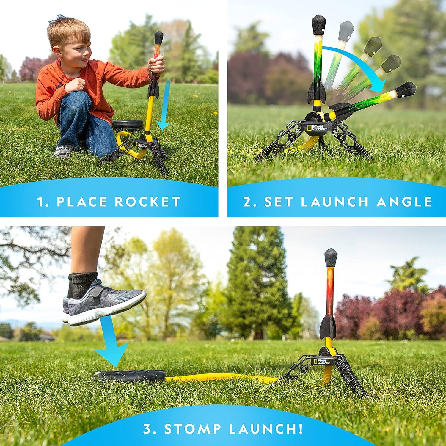 National Geographic Air Rocket Toy Refill – 5 LED Light-Up Air Rockets, Compatible with All Jump & Launch Air Powered Rocket Launchers(Air Rocket Refill)