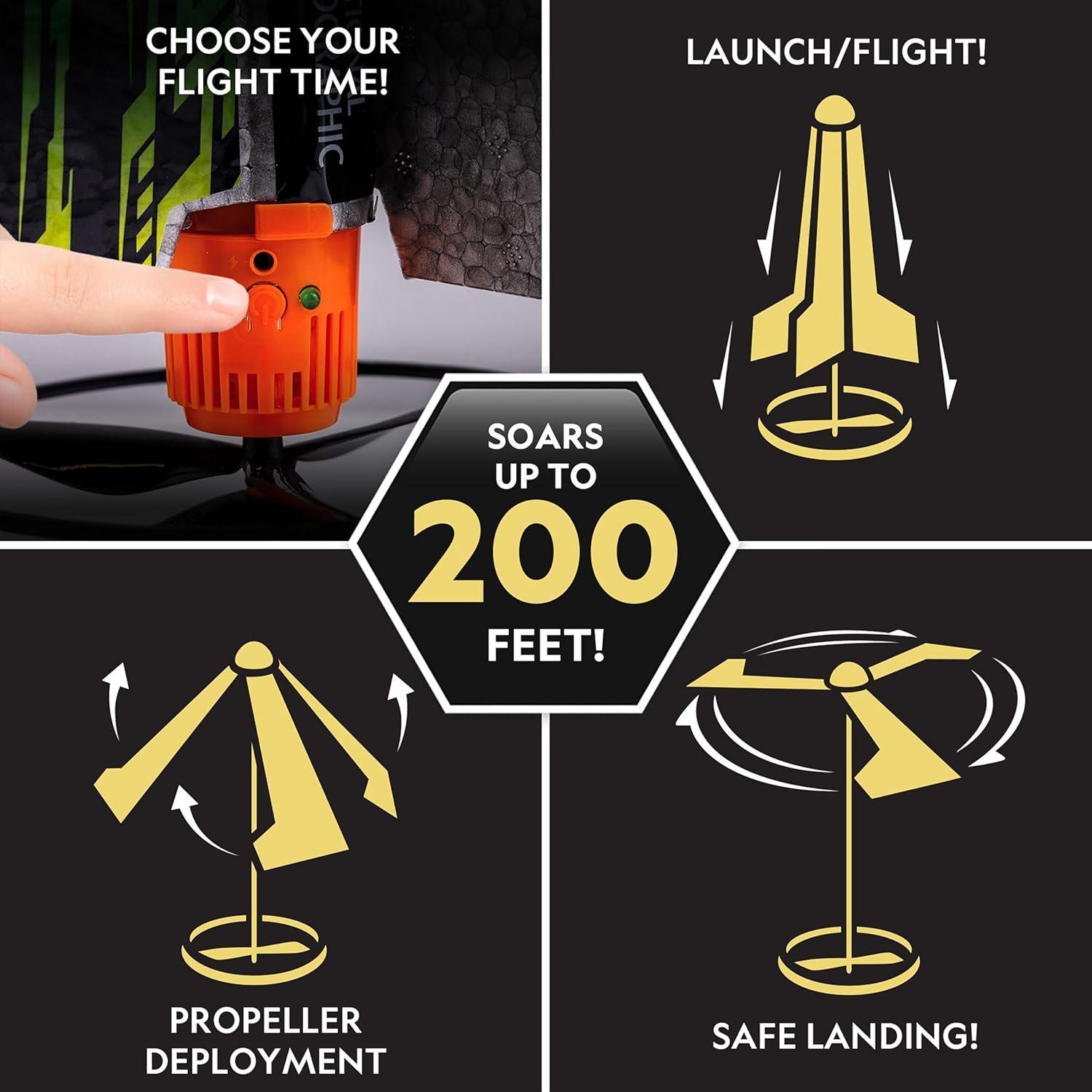 National Geographic Rocket Launcher Science Kit – Motorized Air Rocket Toy with Patented Design, Launch up to 200 Feet, Outdoor Kids Toys & Model Rockets, Gifts for Kids Ages 8-12, Space Toys