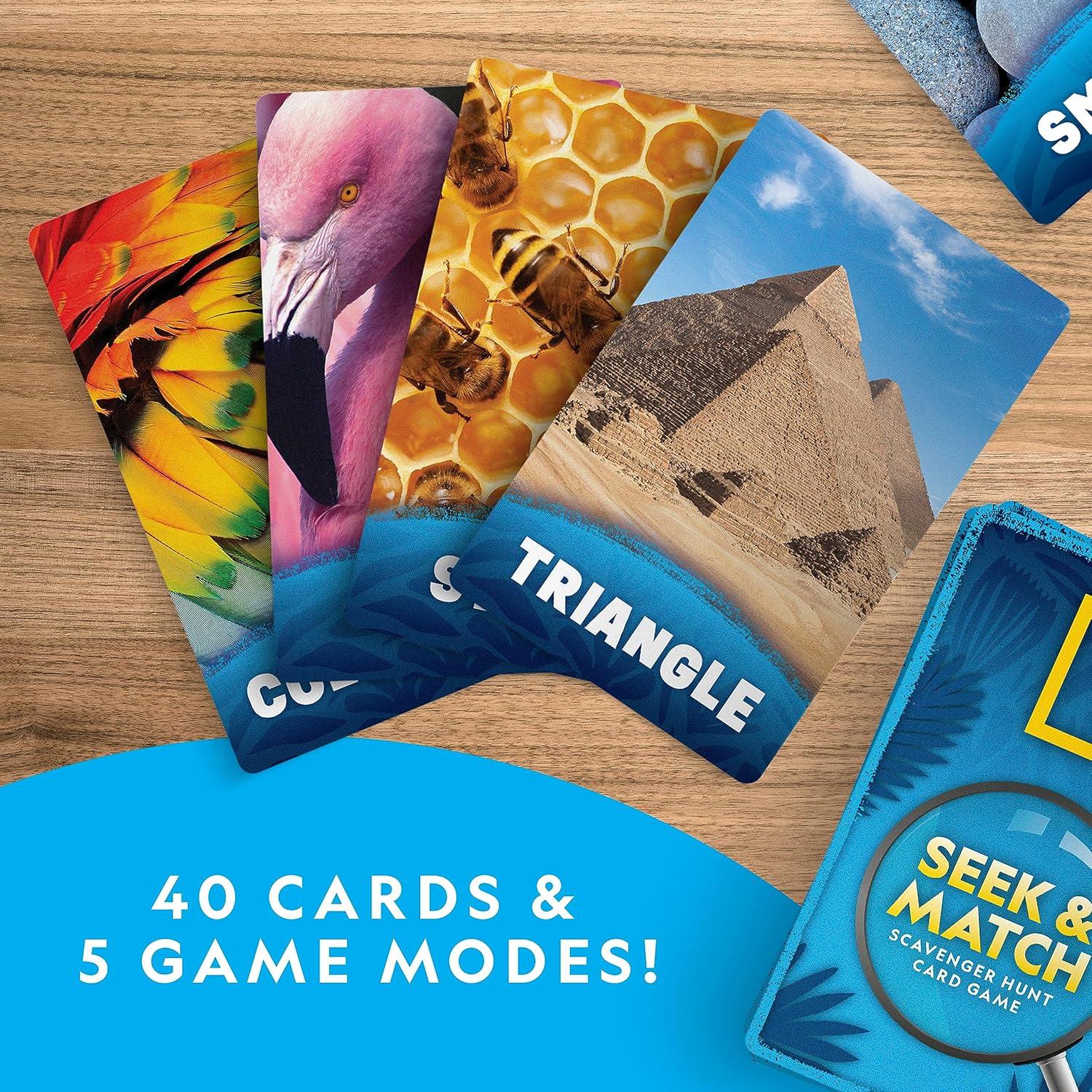 National Geographic Scavenger Hunt for Kids- Seek & Match to Find Objects from 40 Jumbo Treasure Hunt Cards, Indoor and Outdoor Activities, Family Travel Camping Games, Toddlers and Kids Ages 4-8