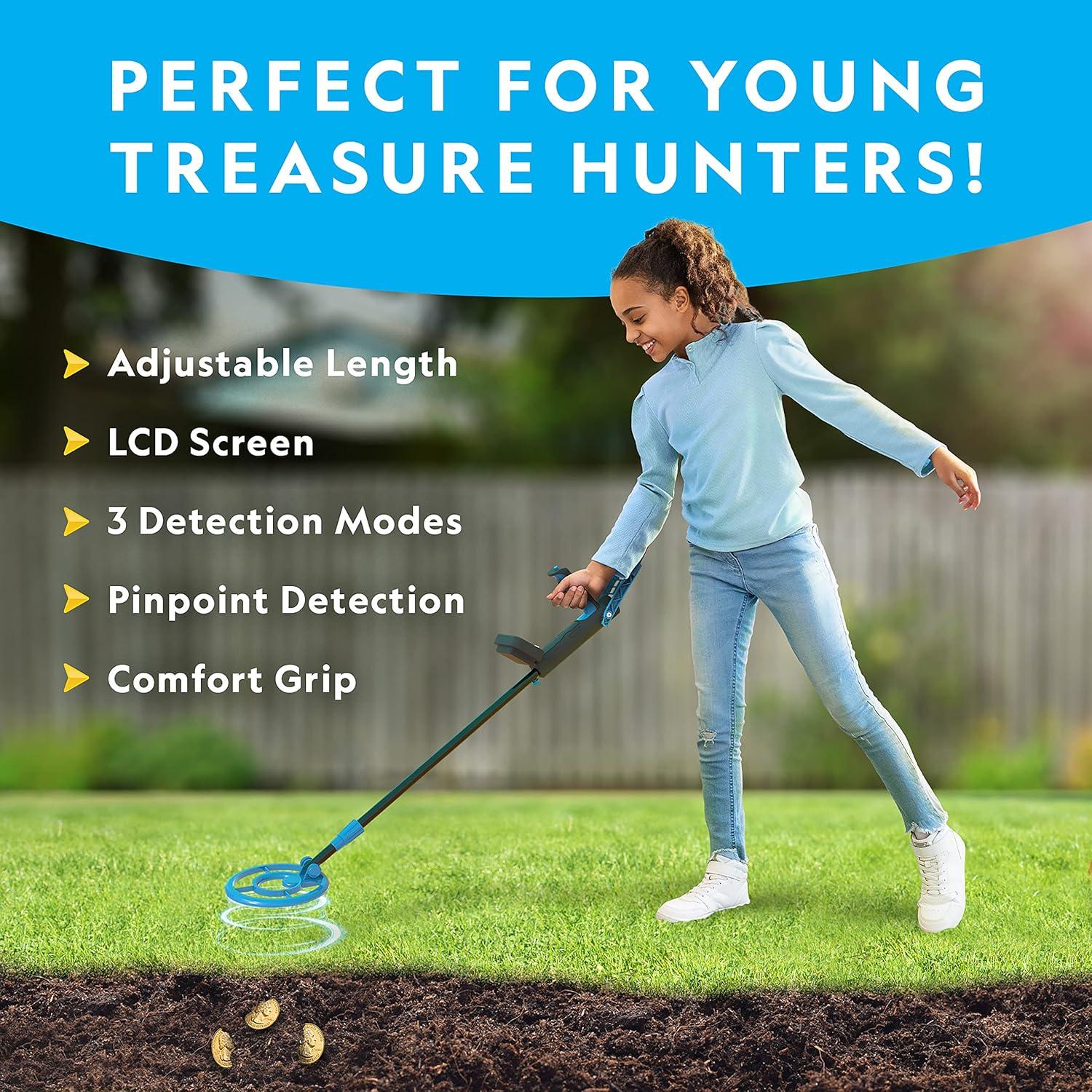 NATIONAL GEOGRAPHIC Metal Detector for Kids – 7.4″ Waterproof Metal Detector Coil, Lightweight Gold Detector with Pinpoint Function & LCD Display, Beach Metal Detector (Amazon Exclusive)