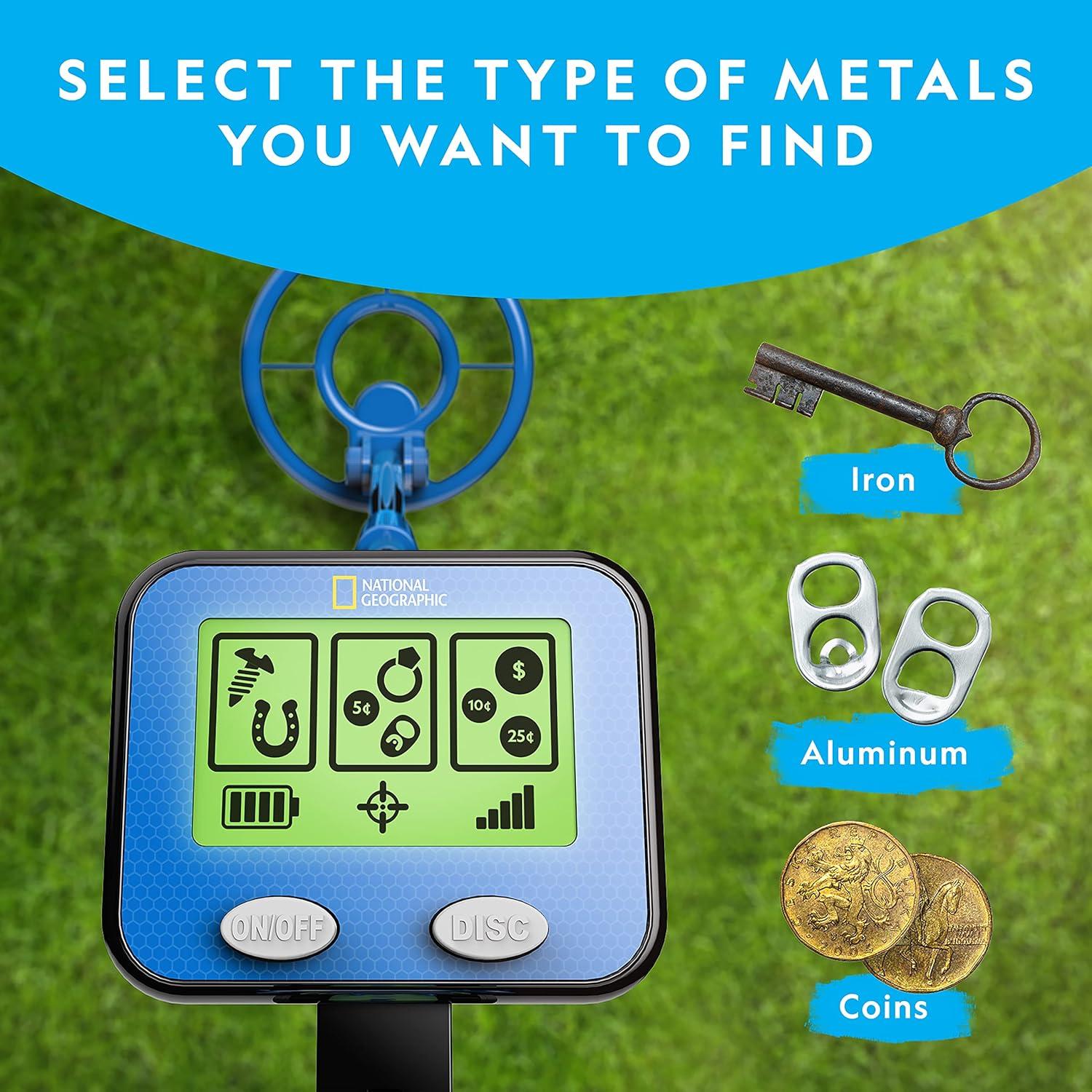 NATIONAL GEOGRAPHIC Metal Detector for Kids – 7.4″ Waterproof Metal Detector Coil, Lightweight Gold Detector with Pinpoint Function & LCD Display, Beach Metal Detector (Amazon Exclusive)