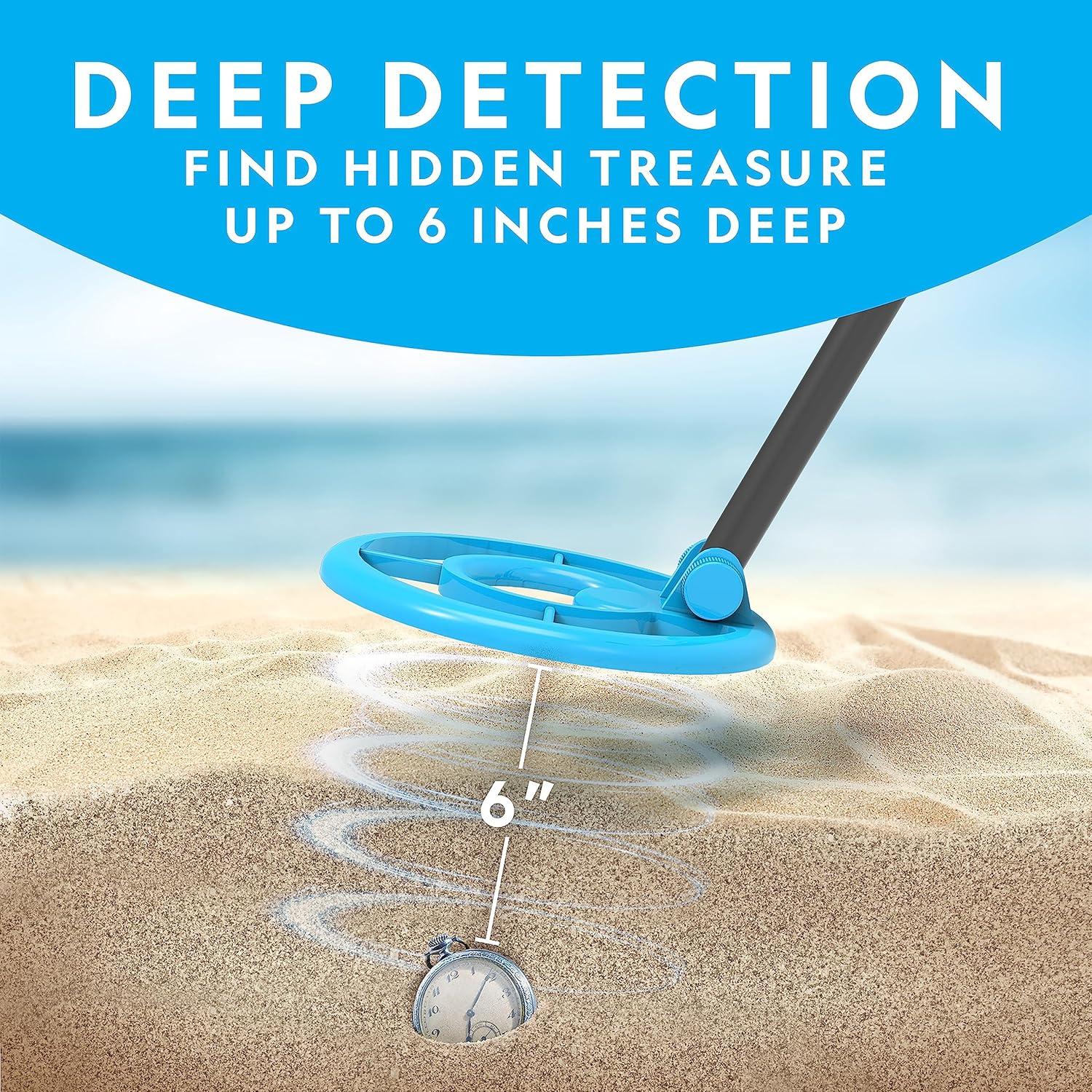 NATIONAL GEOGRAPHIC Metal Detector for Kids – 7.4″ Waterproof Metal Detector Coil, Lightweight Gold Detector with Pinpoint Function & LCD Display, Beach Metal Detector (Amazon Exclusive)