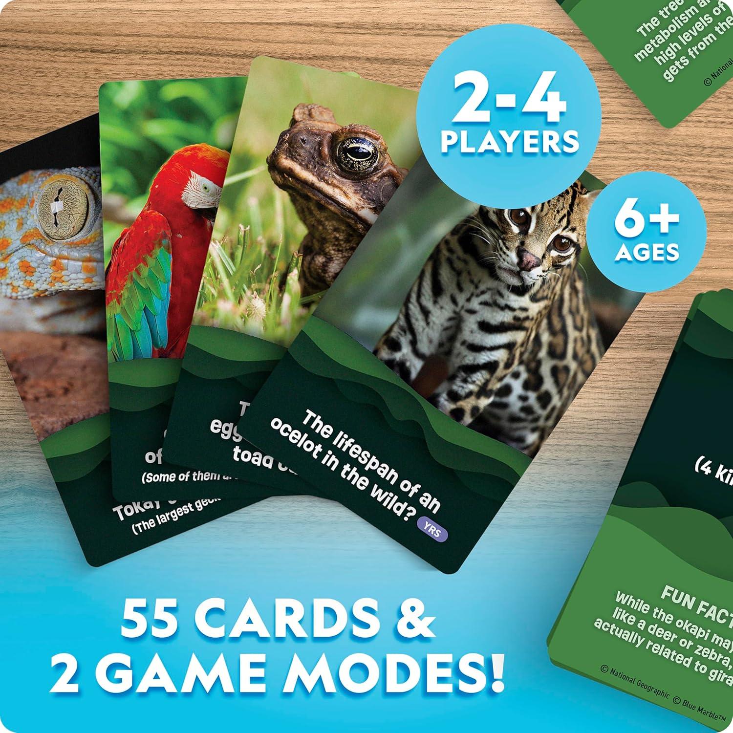 National Geographic Anyone’s Guess Rainforest Animals Trivia Cards – Kids Trivia Card Game with 55 Jumbo Cards, Animal Games, Trivia Game(Rainforest Animal Trivia)