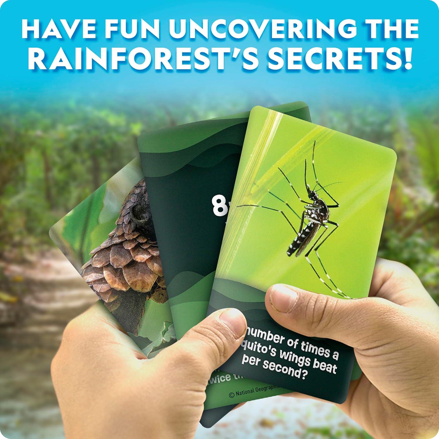 National Geographic Anyone’s Guess Rainforest Animals Trivia Cards – Kids Trivia Card Game with 55 Jumbo Cards, Animal Games, Trivia Game(Rainforest Animal Trivia)