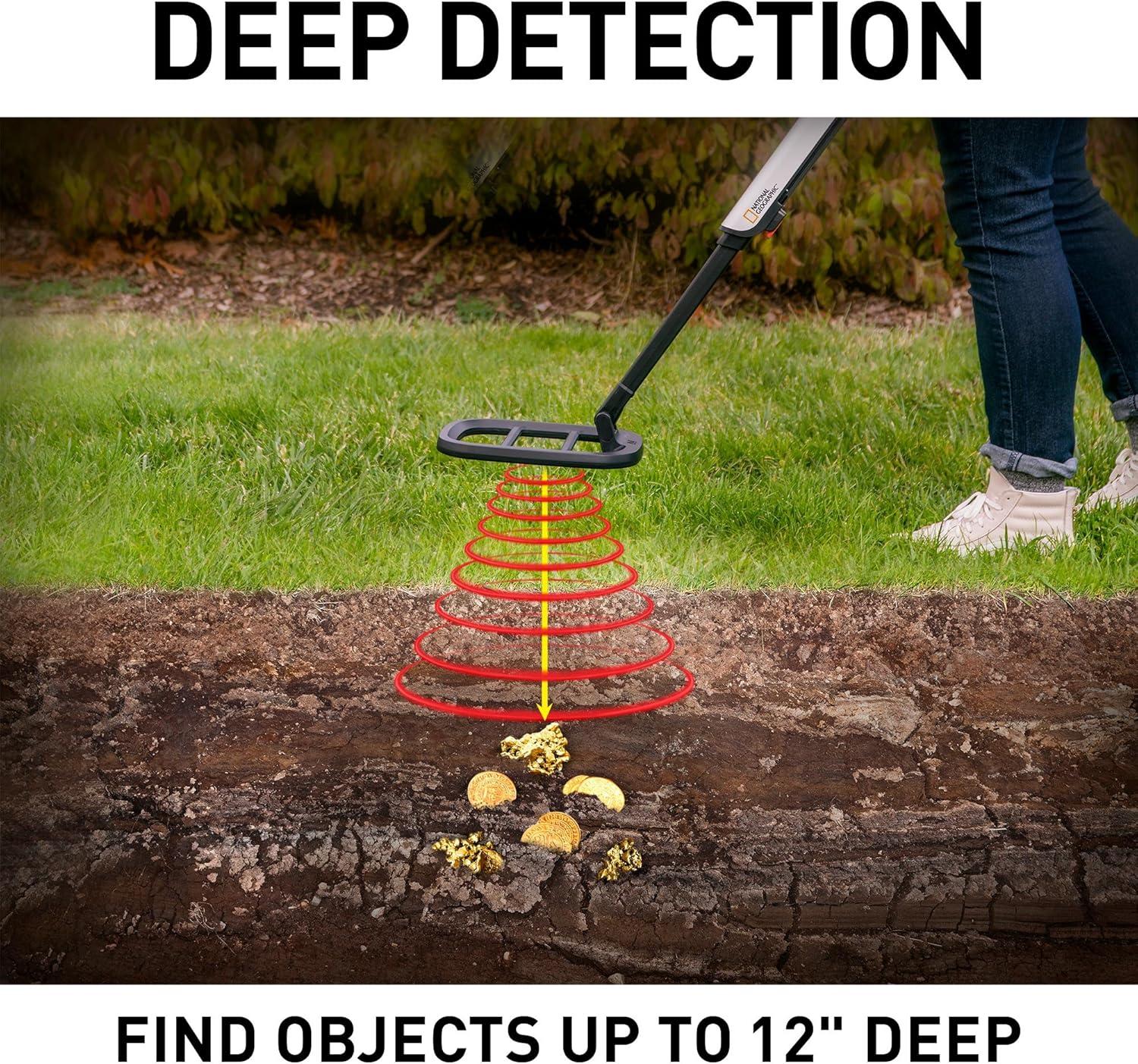 National Geographic PRO Series Metal Detector – Ultimate Treasure Hunter with Pinpointer, Large Waterproof 10″ Coil – Lightweight and Collapsible for Easy Travel (Amazon Exclusive)