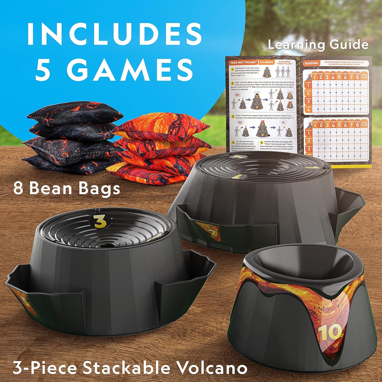 NATIONAL GEOGRAPHIC Volcano Bean Bag Toss Game for Kids – Cornhole Game Set with 5 Backyard Games, Bean Bags for Tossing, Yard Games for Kids, Outdoor Kids Games, Patio Games (Amazon Exclusive)