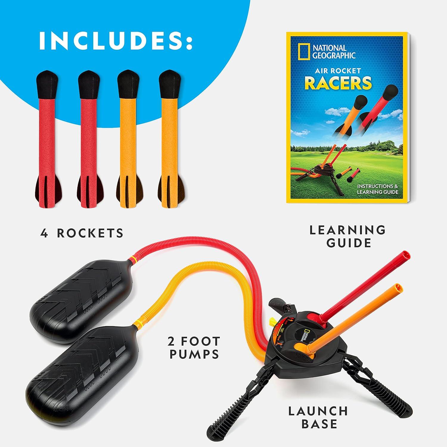 National Geographic Air Rocket Toy Refill – 5 LED Light-Up Air Rockets, Compatible with All Jump & Launch Air Powered Rocket Launchers(Air Rocket Racers)