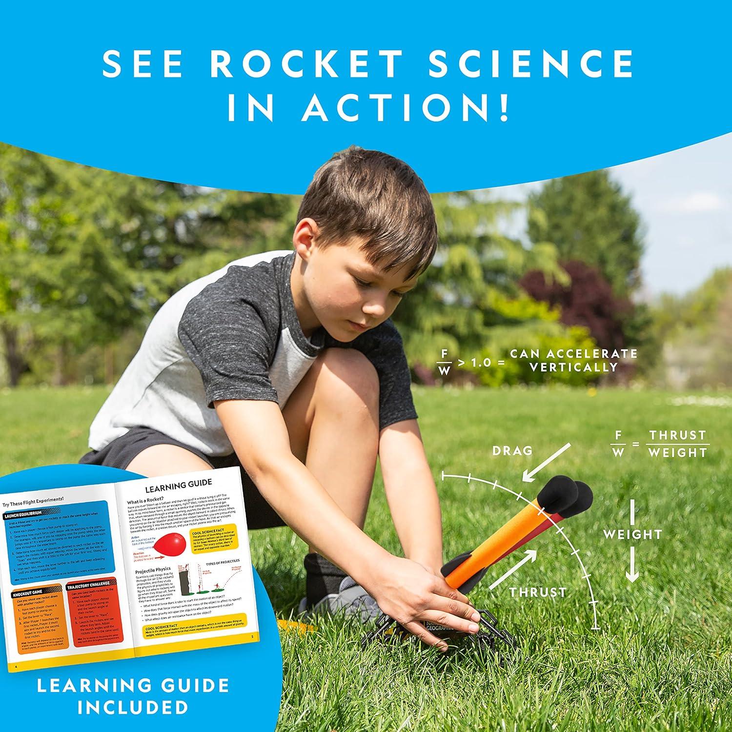 National Geographic Air Rocket Toy Refill – 5 LED Light-Up Air Rockets, Compatible with All Jump & Launch Air Powered Rocket Launchers(Air Rocket Racers)