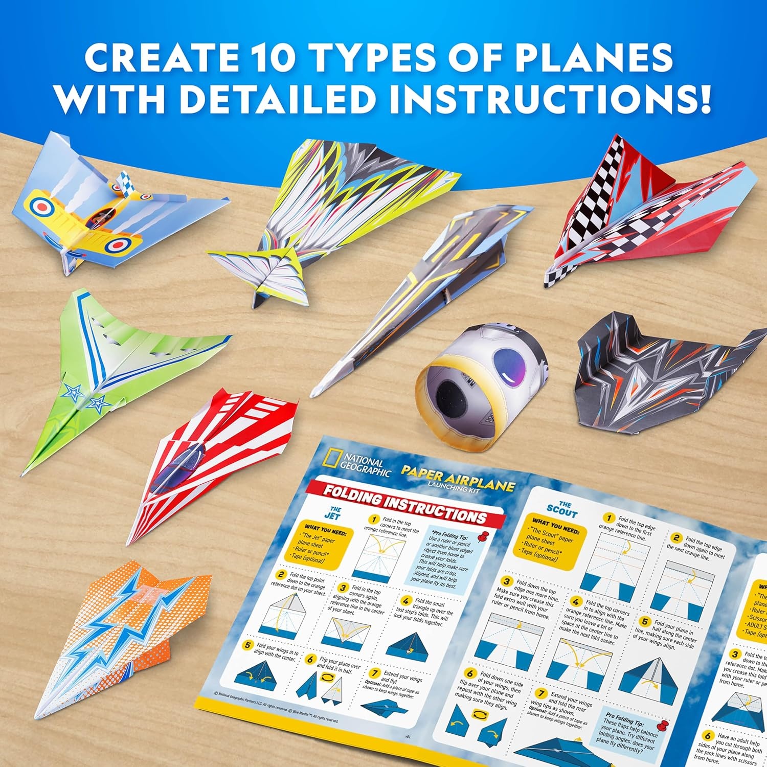National Geographic Paper Airplane Book Kit for Kids Ages 6-12