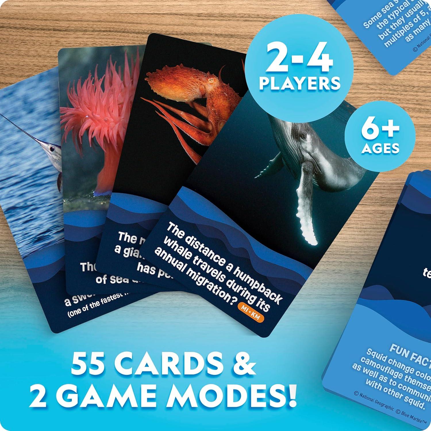 National Geographic Anyone’s Guess Rainforest Animals Trivia Cards – Kids Trivia Card Game with 55 Jumbo Cards, Animal Games, Trivia Game(Ocean Animal Trivia)