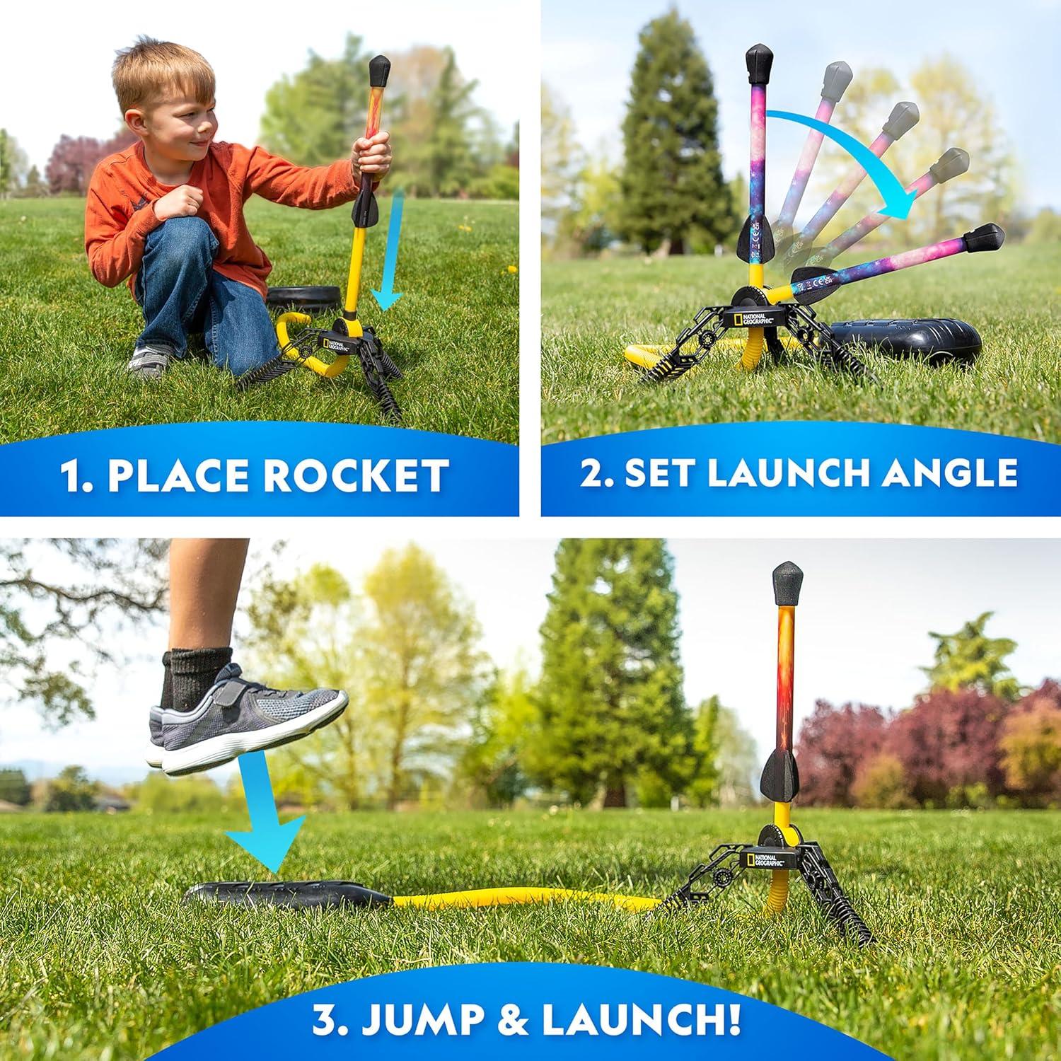 National Geographic Air Rocket Toy Refill – 5 LED Light-Up Air Rockets, Compatible with All Jump & Launch Air Powered Rocket Launchers(Light-Up Air Rockets)