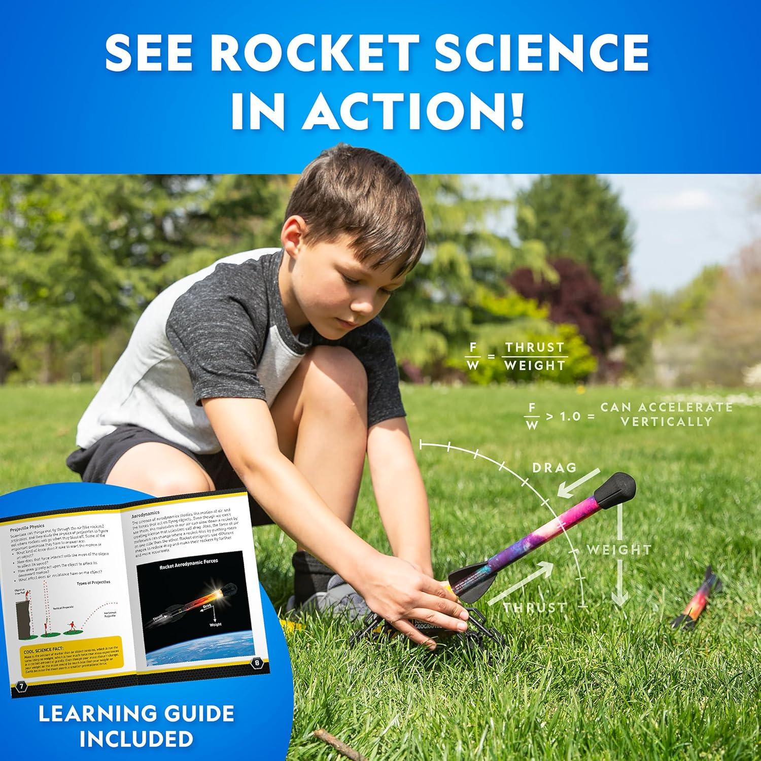 National Geographic Air Rocket Toy Refill – 5 LED Light-Up Air Rockets, Compatible with All Jump & Launch Air Powered Rocket Launchers(Light-Up Air Rockets)